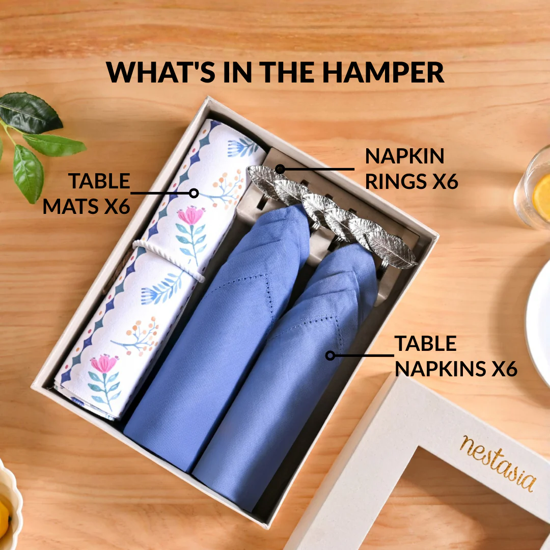 Florina Table Linen Hamper With Set Of 6 Rings Napkins And Mats - Image 2