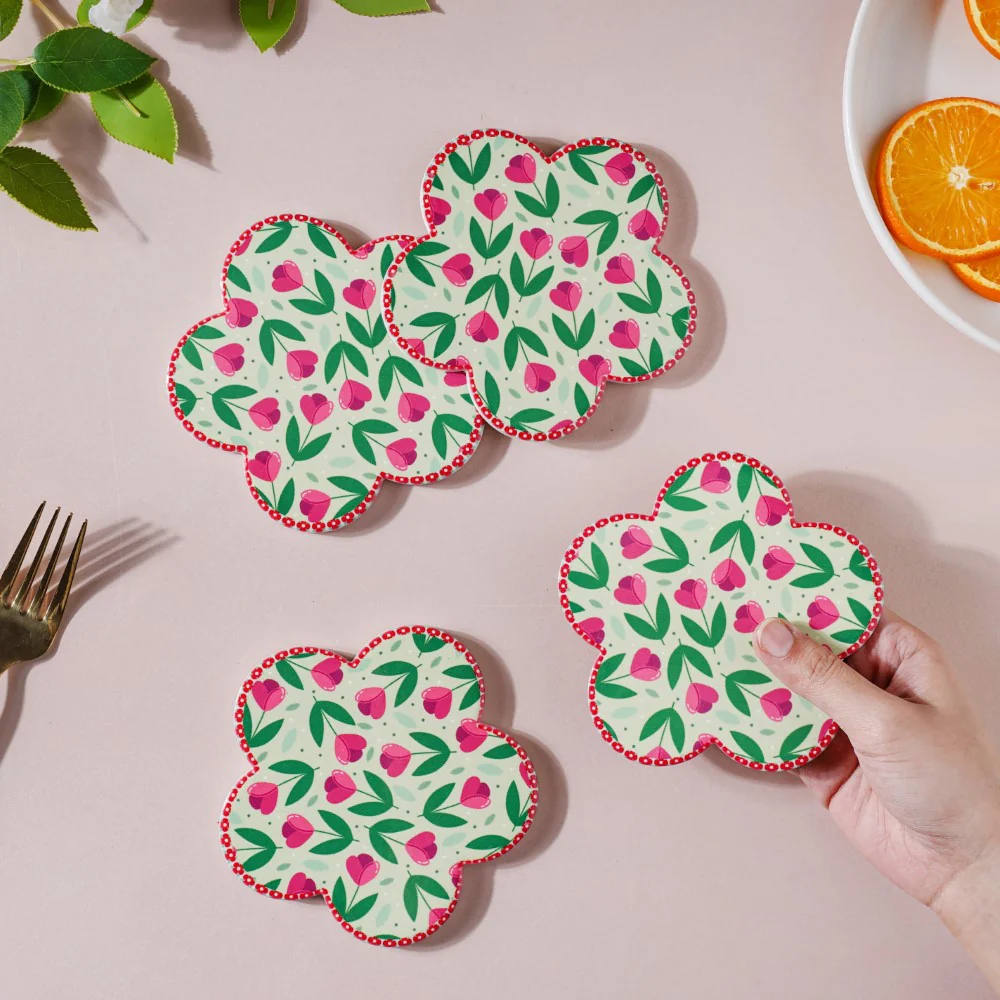 Flower Ceramic Coaster Set Of 4 - Image 4