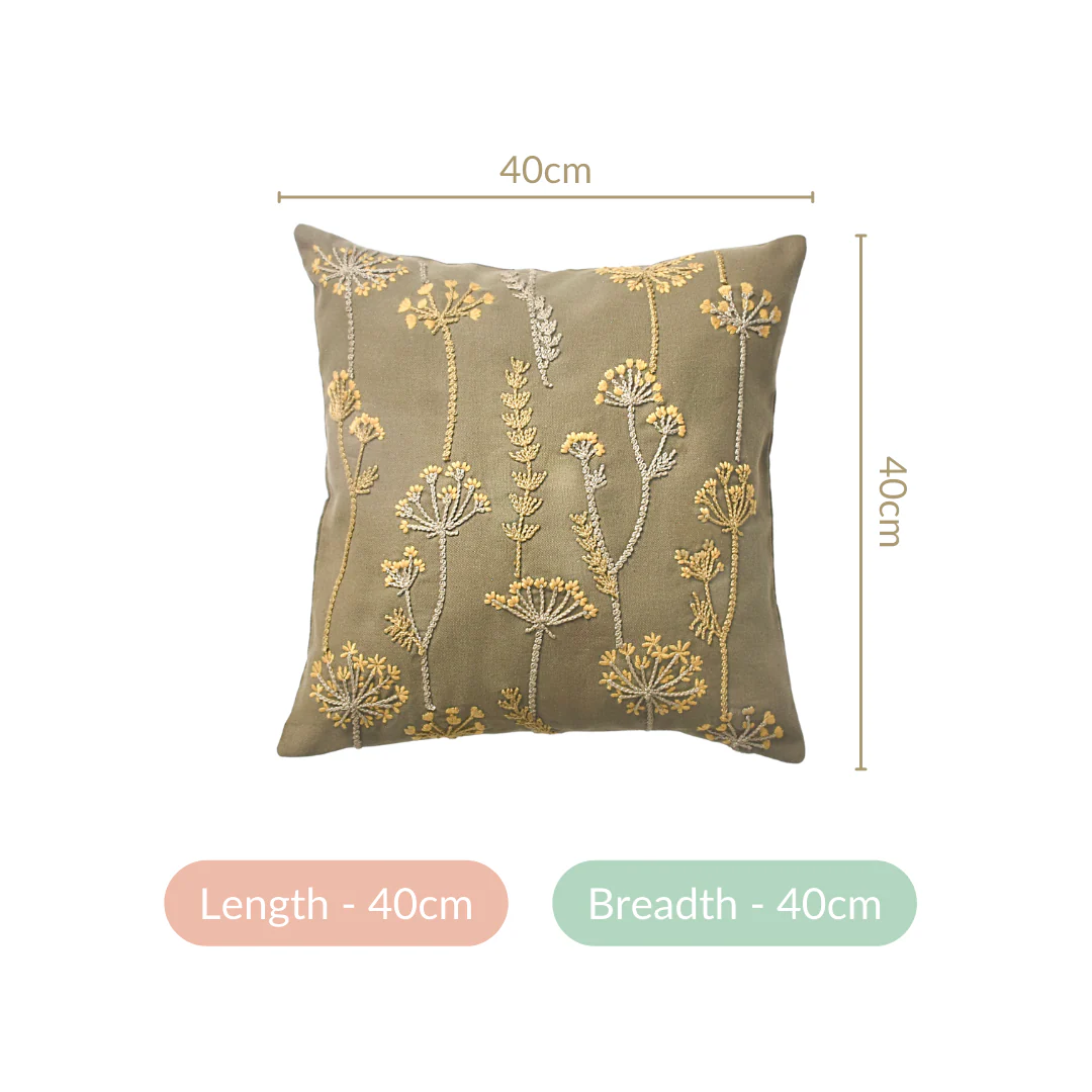 Flower Embroidered Couch Cushion Cover 16x16 Inch - Image 5