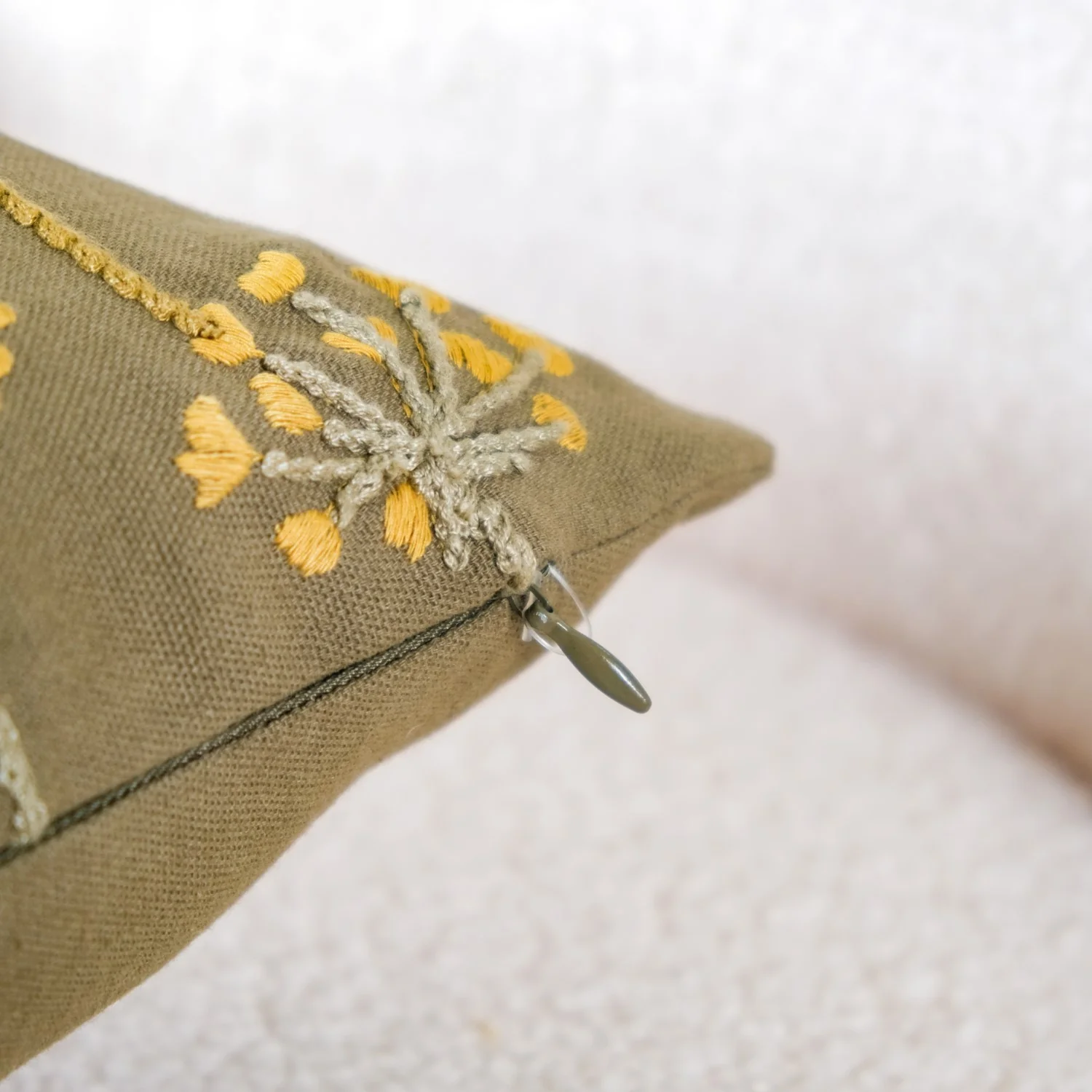 Flower Embroidered Couch Cushion Cover 16x16 Inch - Image 7