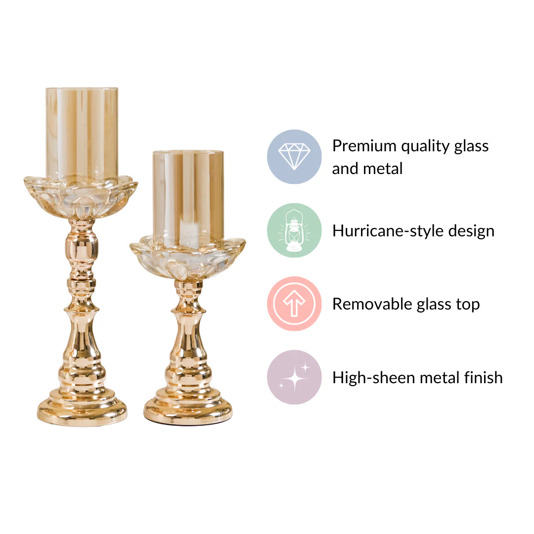 Flower Glass Candle Holder Set Of 2 - Image 3
