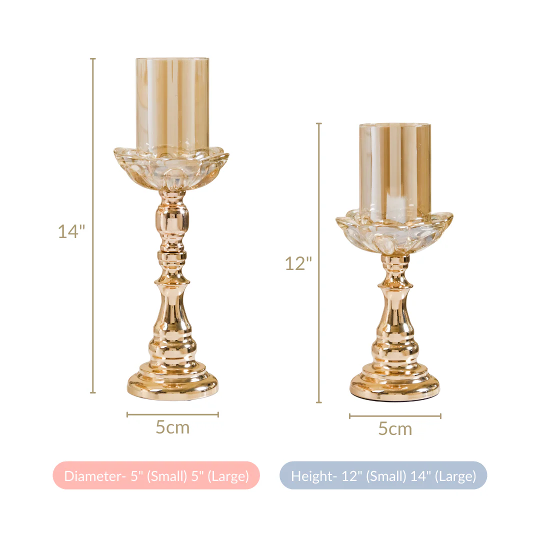 Flower Glass Candle Holder Set Of 2 - Image 5