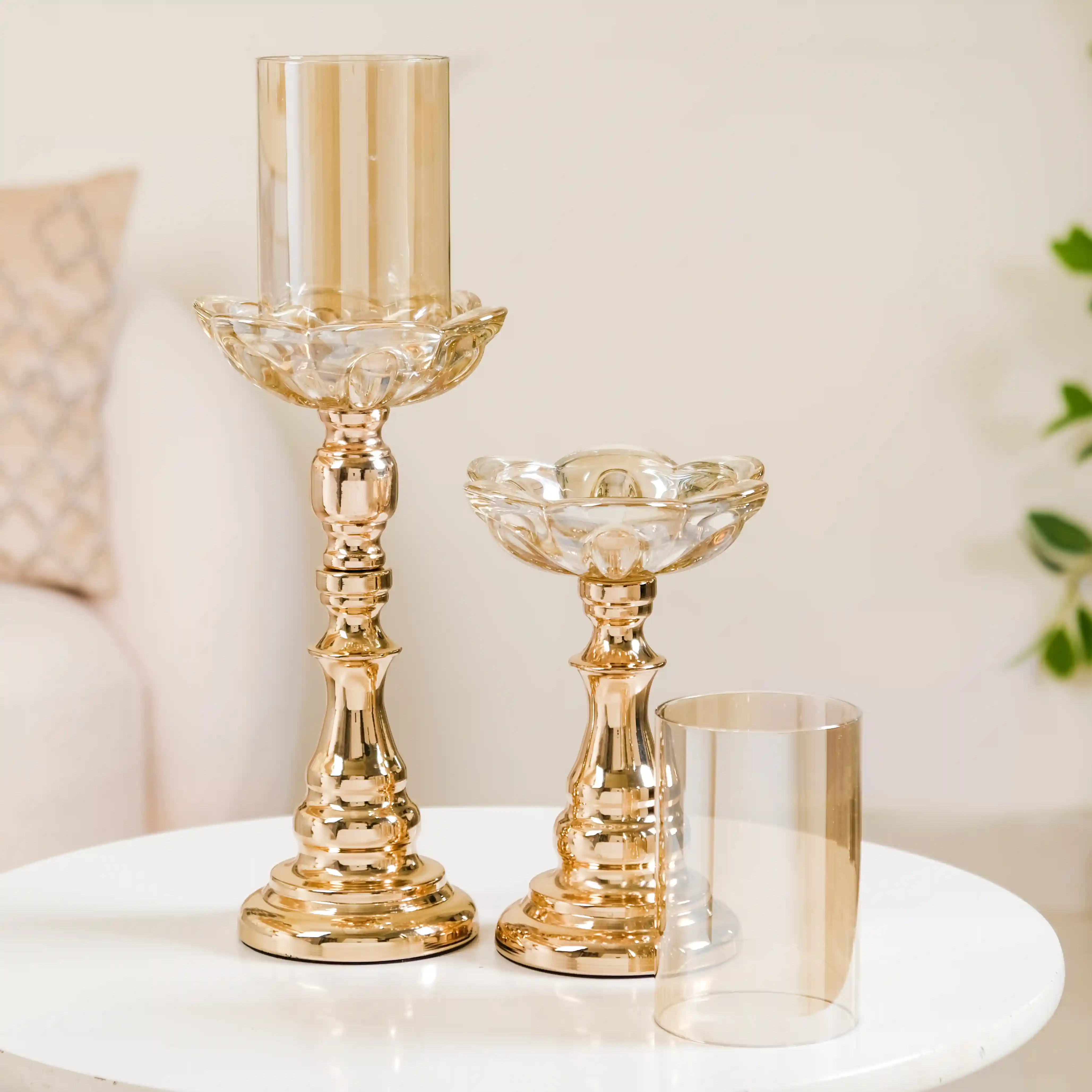 Flower Glass Candle Holder Set Of 2 - Image 9