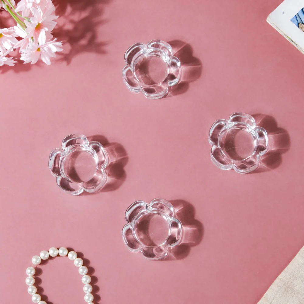 Flower Glass Tealight Candle Holder Set of 4 - Image 9