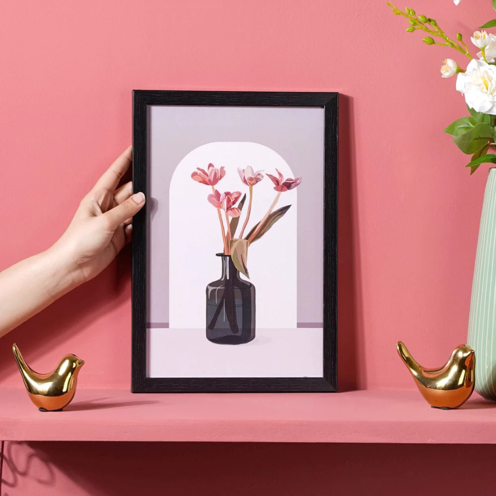 Flower In Vase Framed Wall Art 13x9 Inch - Image 2