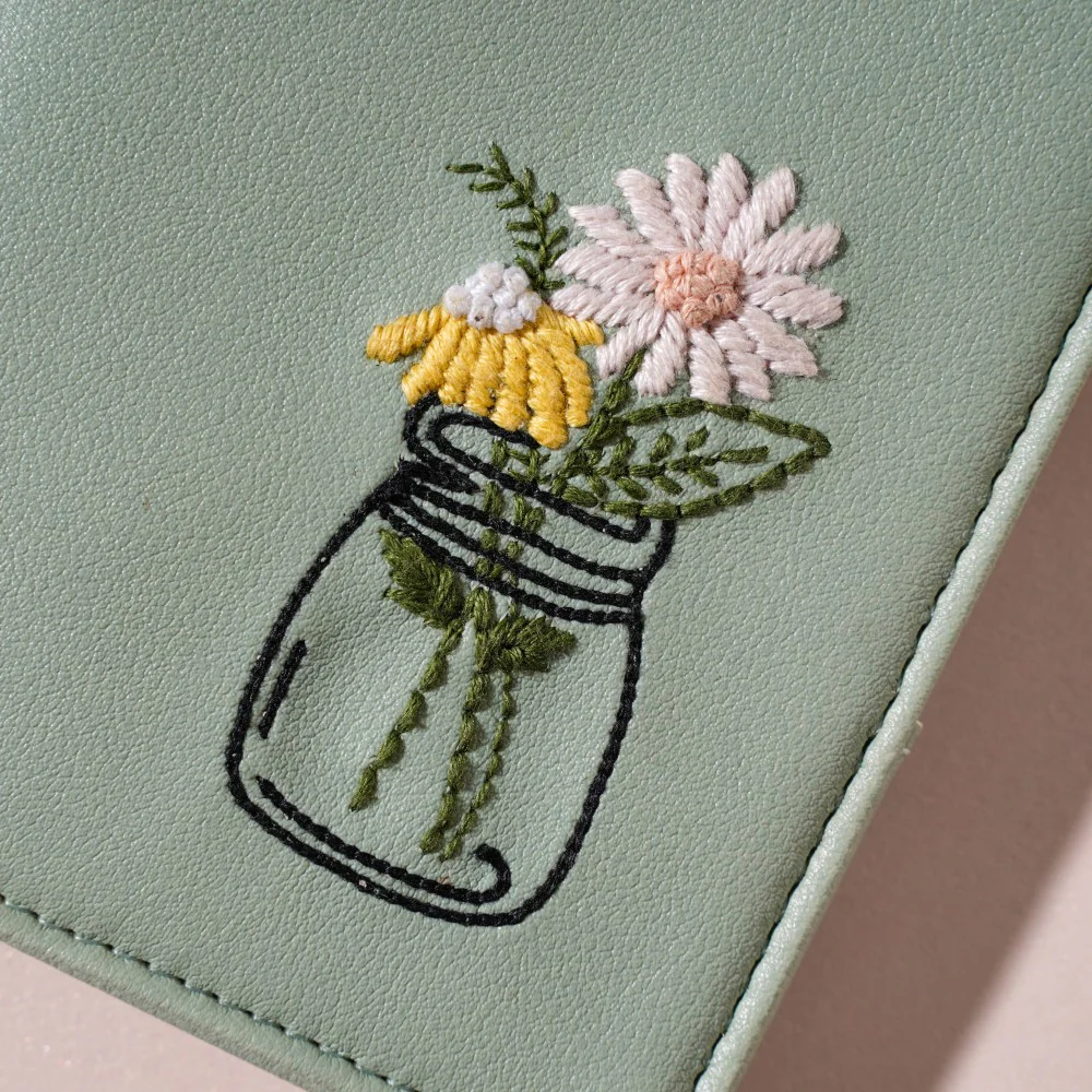 Flower Jar Two Fold Passport Cover Green - Image 11