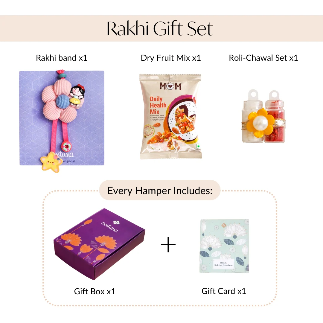 Flower Rakhi Gift Set For Kids - Image 4