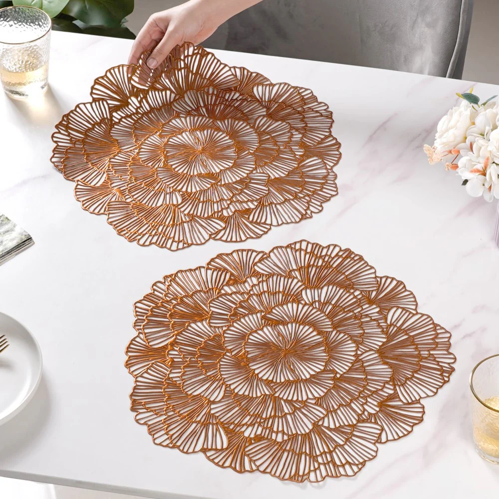 Flower Table Mat Bronze Set Of 6 15 Inch - Image 3