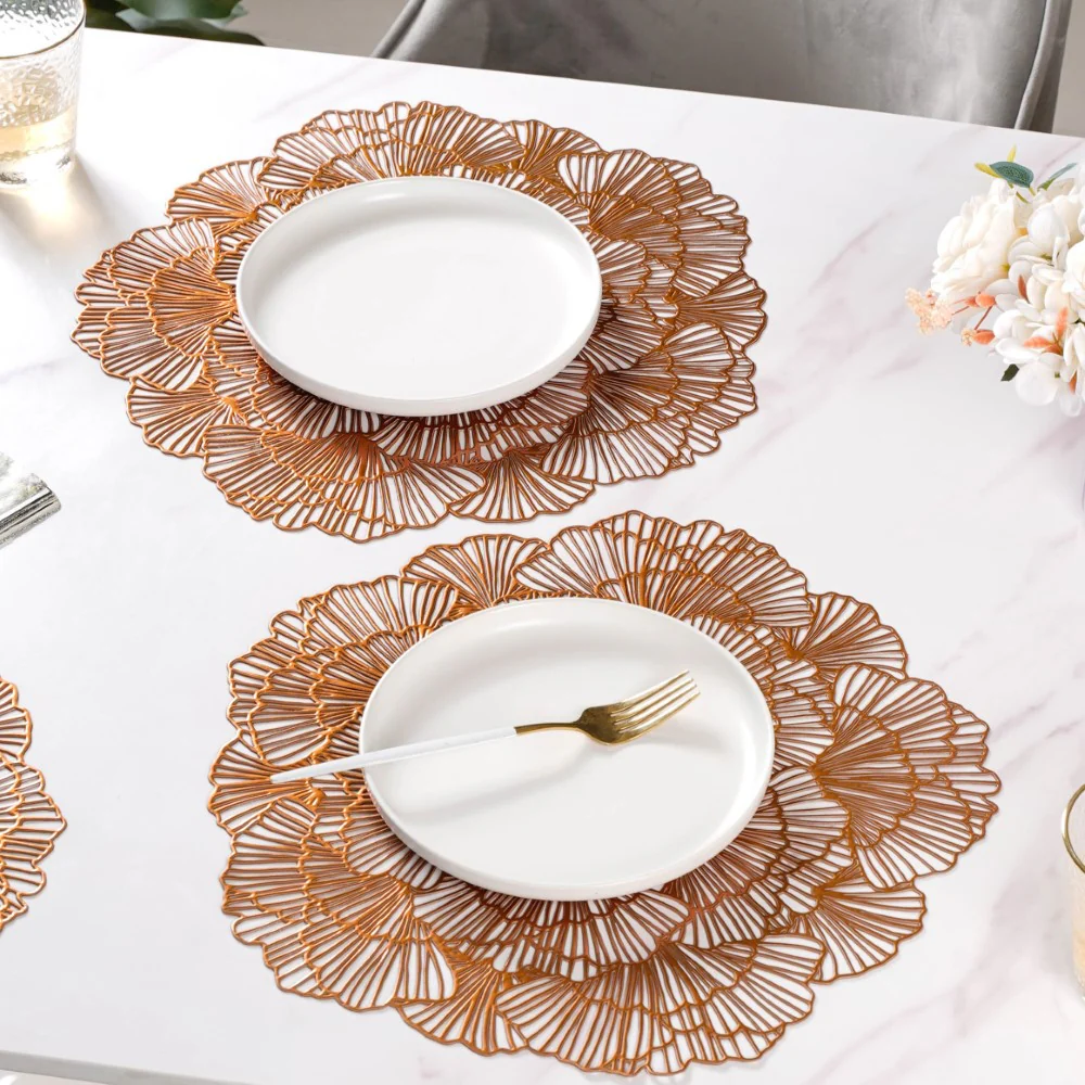 Flower Table Mat Bronze Set Of 6 15 Inch - Image 4