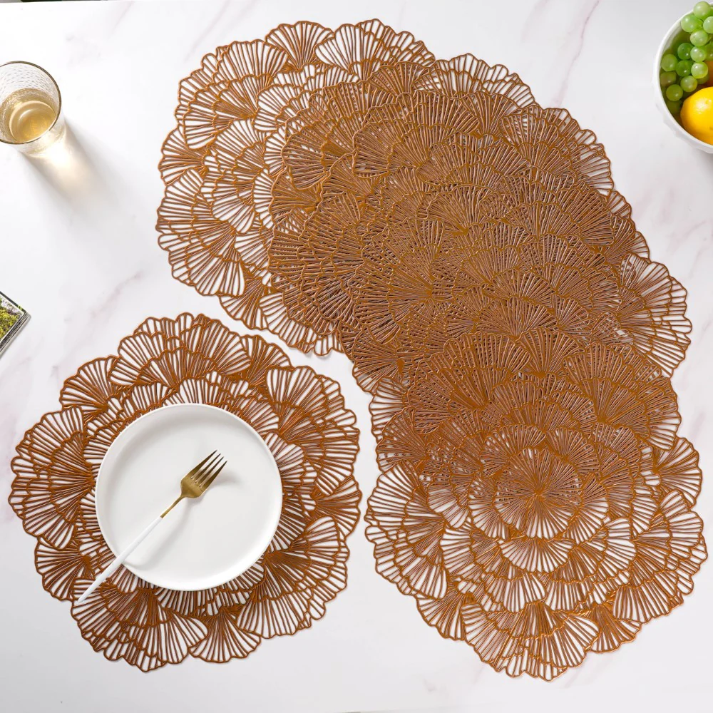 Flower Table Mat Bronze Set Of 6 15 Inch - Image 9