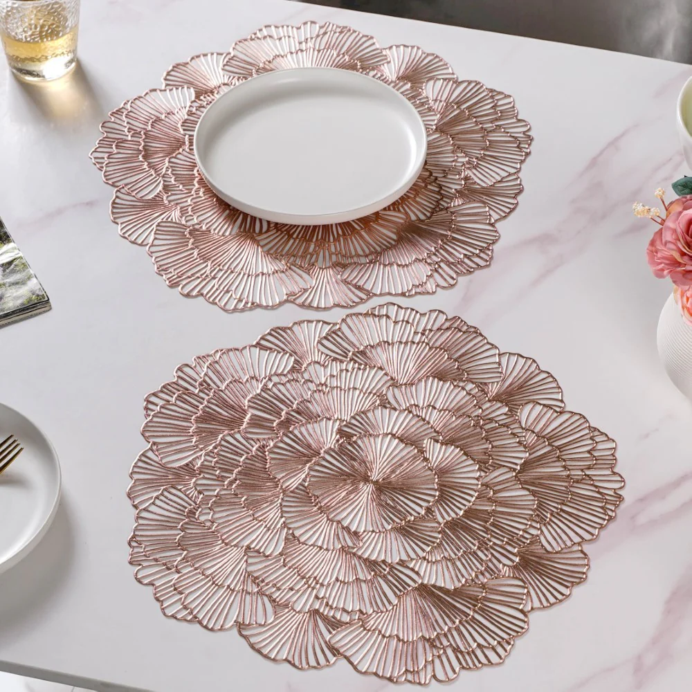 Flower Table Mat Rose Gold Set Of 6 15 Inch - Image 8