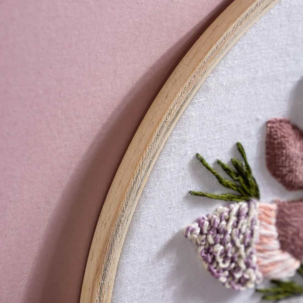 Flower Vase Hand Embroidered Hoop Wall Hanging 10 Inch - Image 6