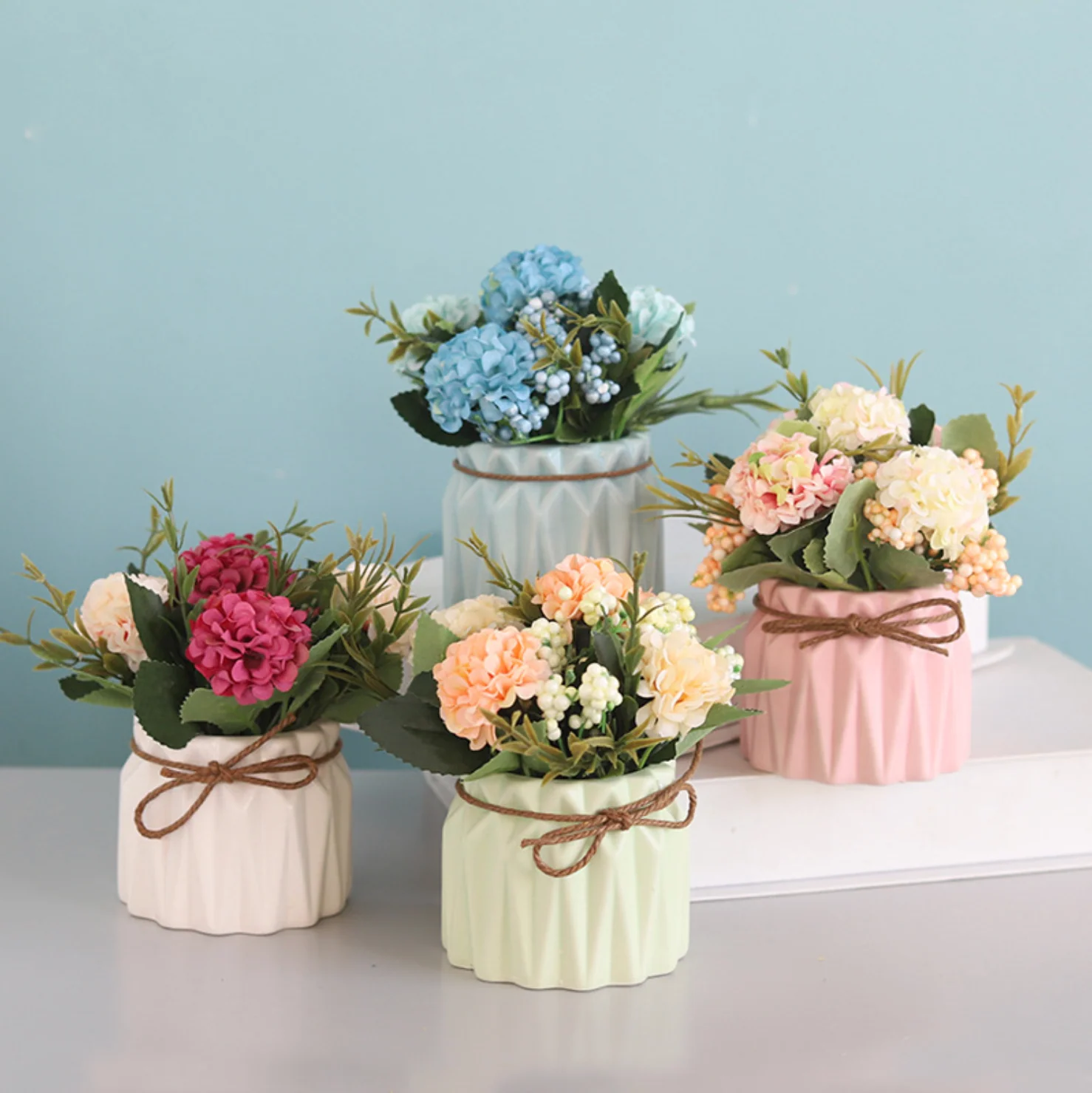 FLORA Vase with Flowers - white - Image 2