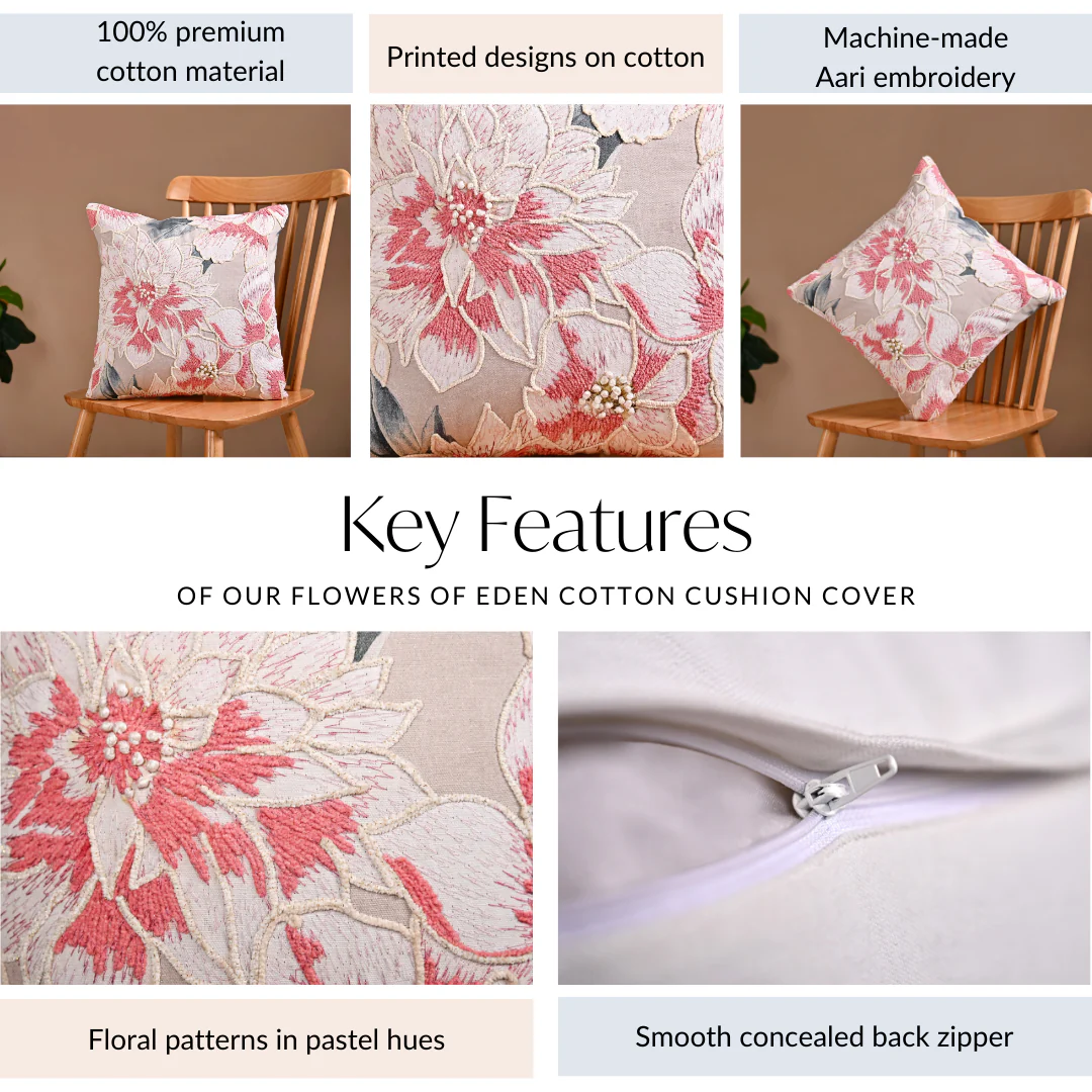 Flowers Of Eden Cotton Cushion Cover 40x40 cm - Image 5