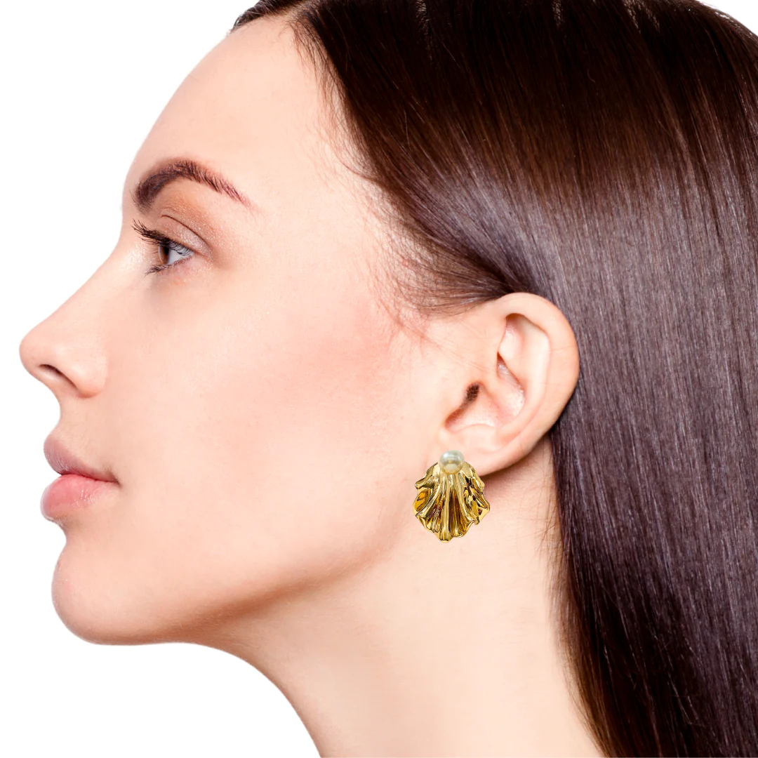 Fluid Dynamics Gold And Pearl Earrings - Image 5