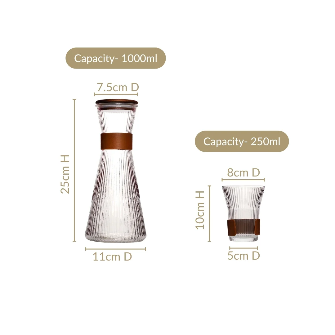 Fluted Glass Carafe Jug With Tumblers - Image 4