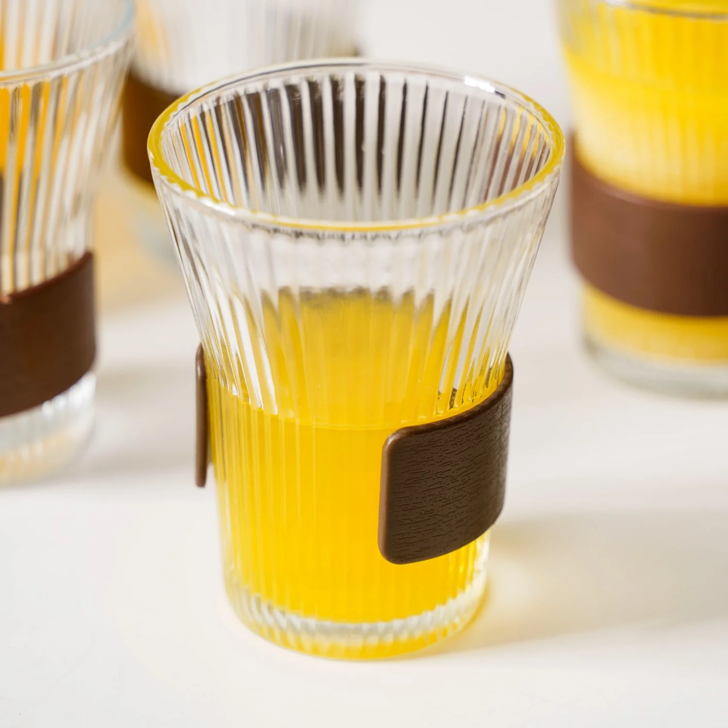 Fluted Glass Carafe Jug With Tumblers - Image 6