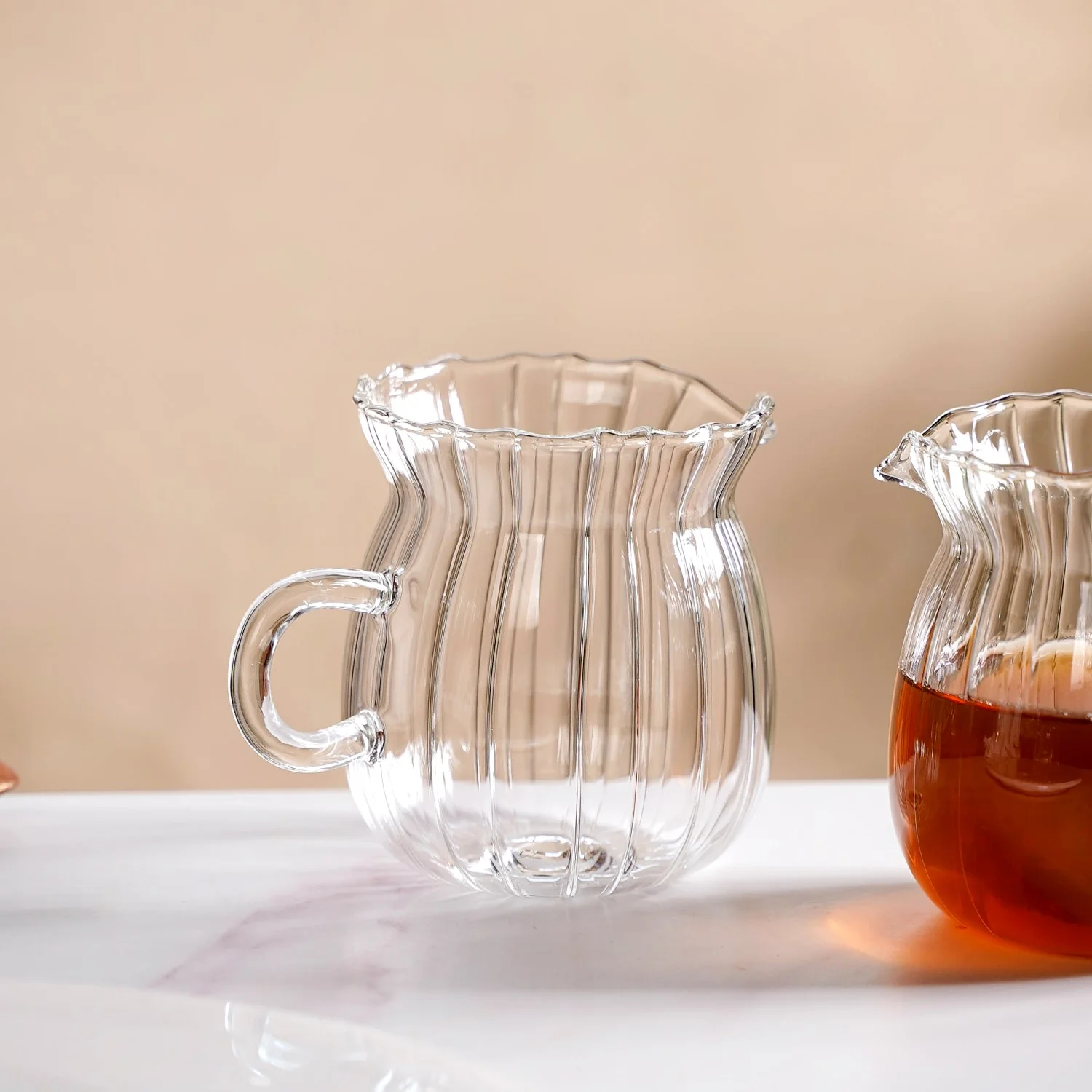 Fluted Glass Creamer Coffee Jug Set Of 2 375ml - Image 8