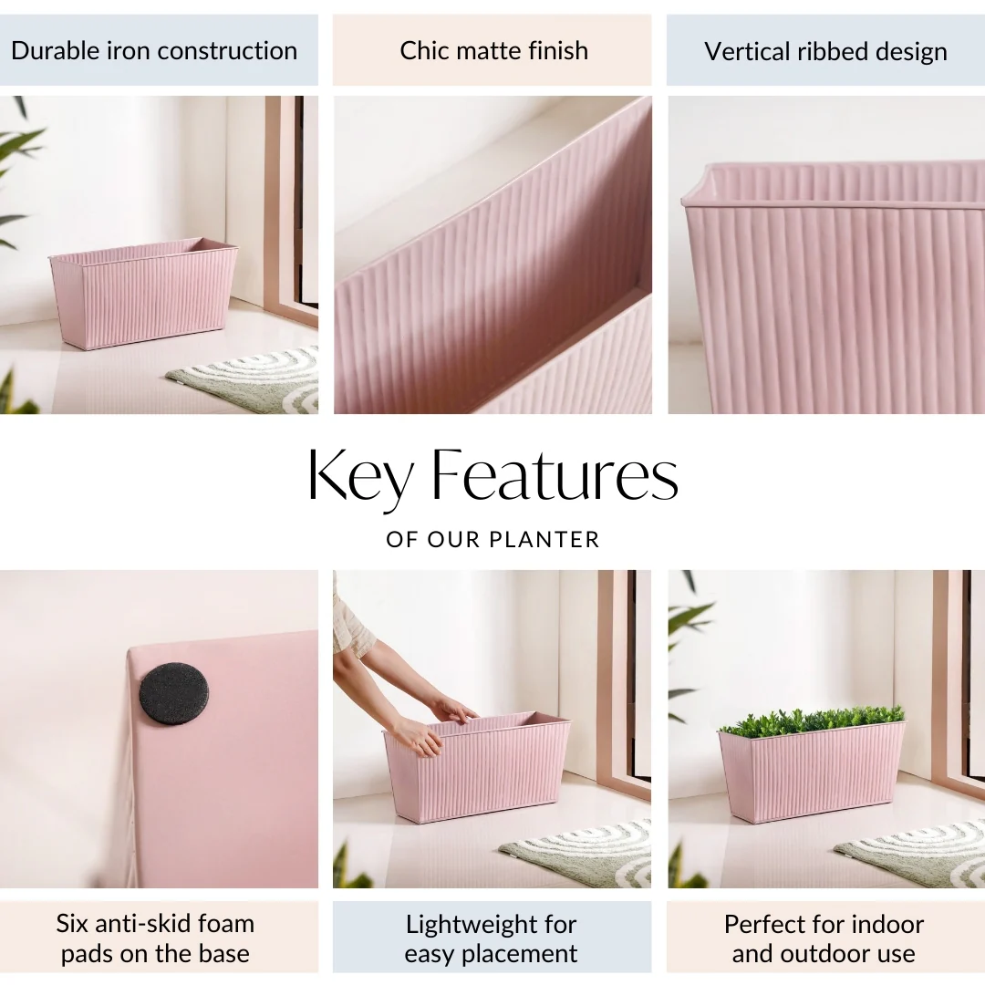 Fluted Indoor Planter Box Pink - Image 4