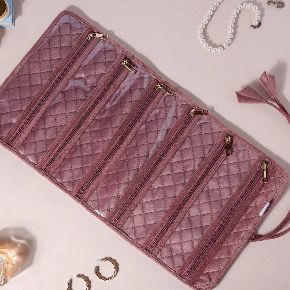 Foldable Jewellery Organiser Roll Pink 10x20 inch - Image 7