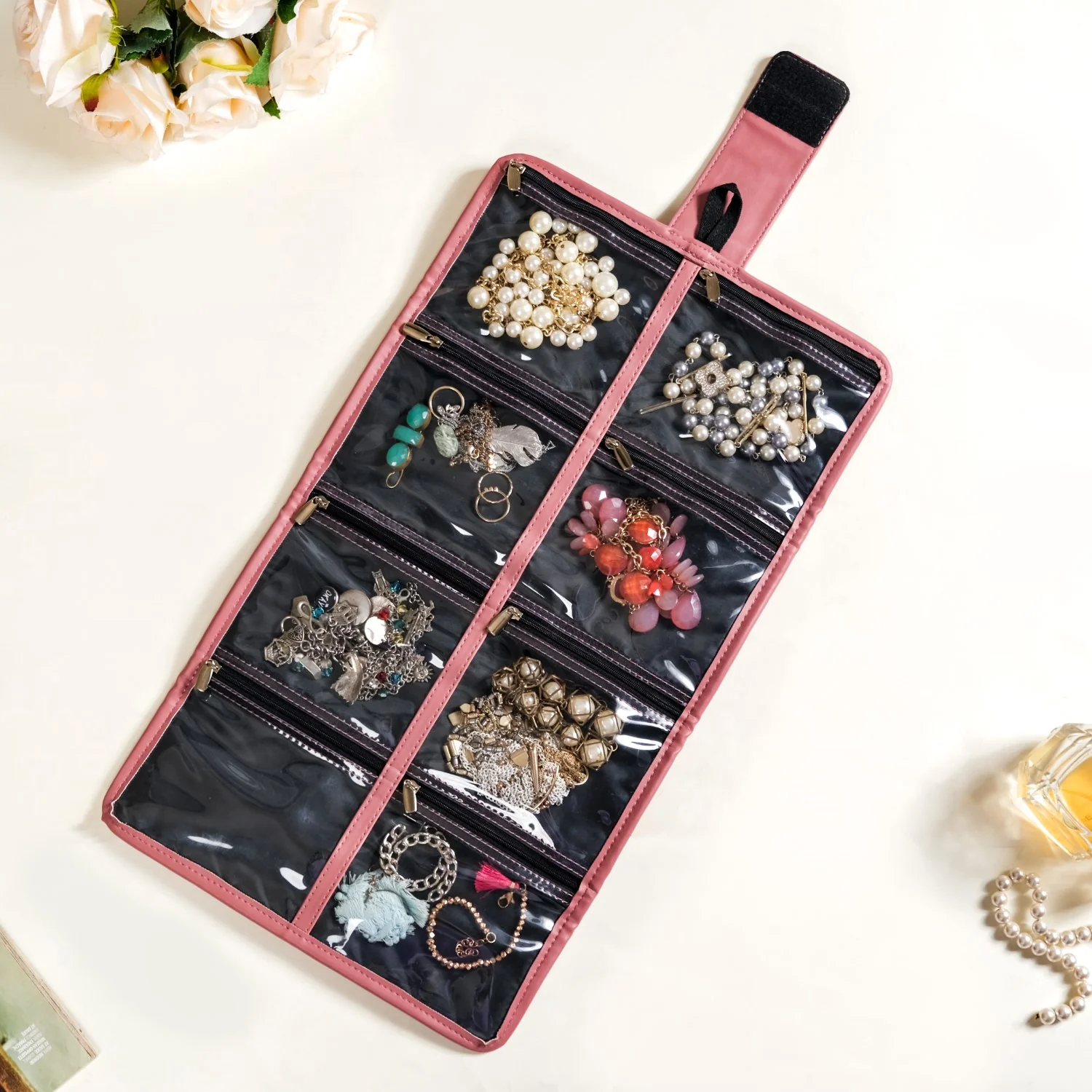 Foldable Pink Jewellery Organizer - Image 3