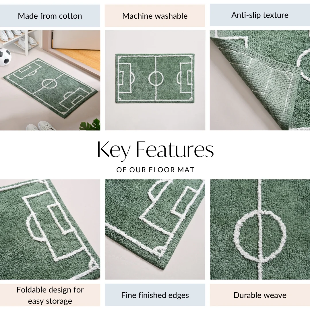 Football Field Anti Slip Cotton Floor Mat 84x57cm - Image 3