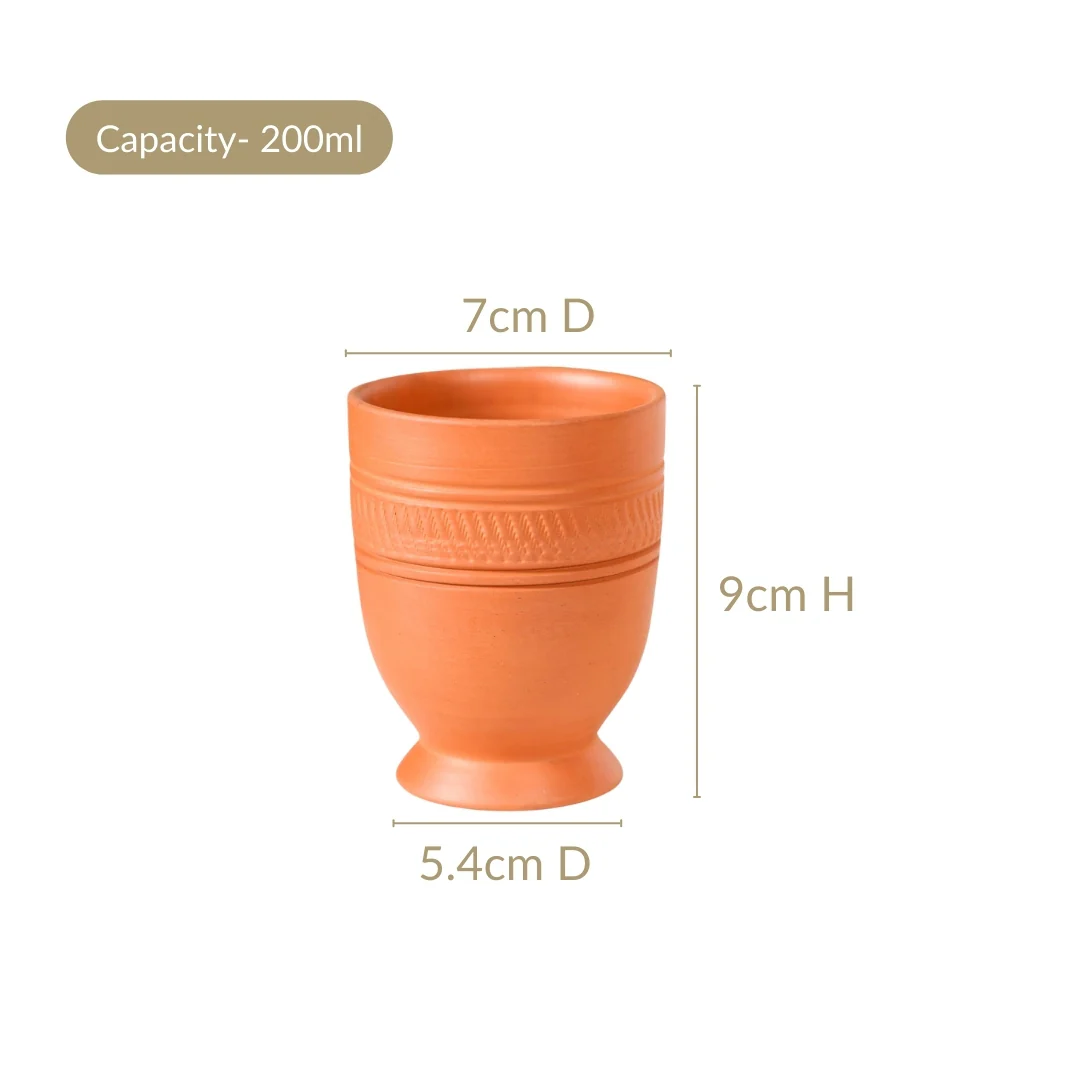 Footed Terracotta Clay Tumblers Set Of 4 200ml - Image 4