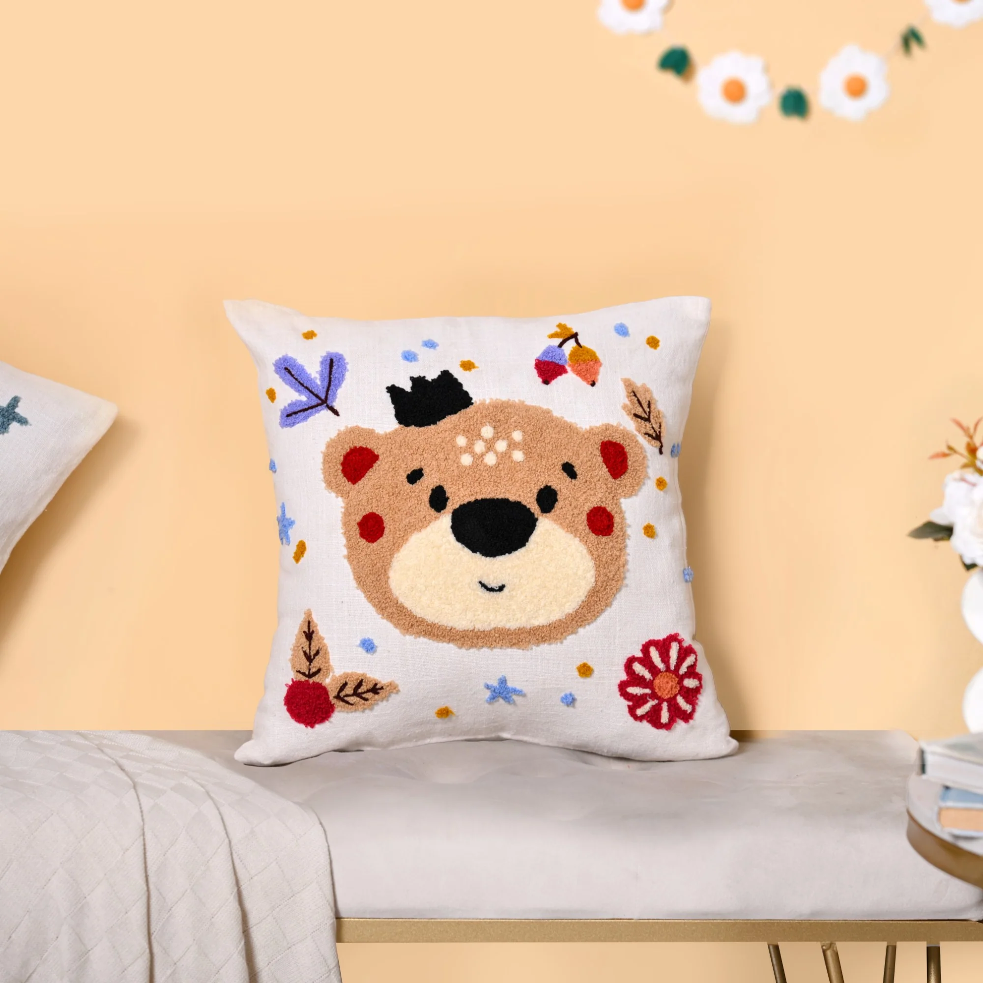 Forest Friends Embroidered Cushion Cover Set Of 2 40x40cm - Image 3