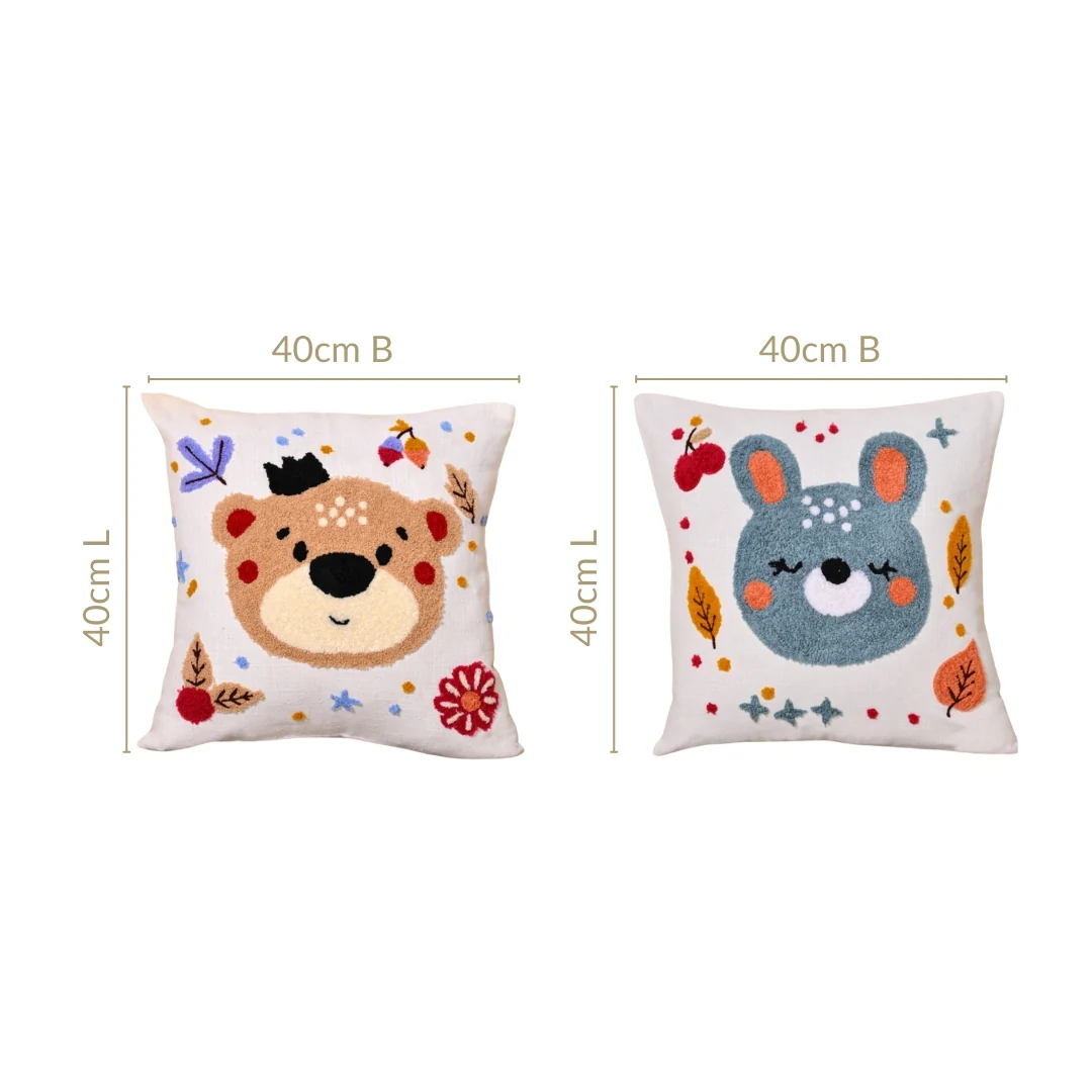 Forest Friends Embroidered Cushion Cover Set Of 2 40x40cm - Image 4