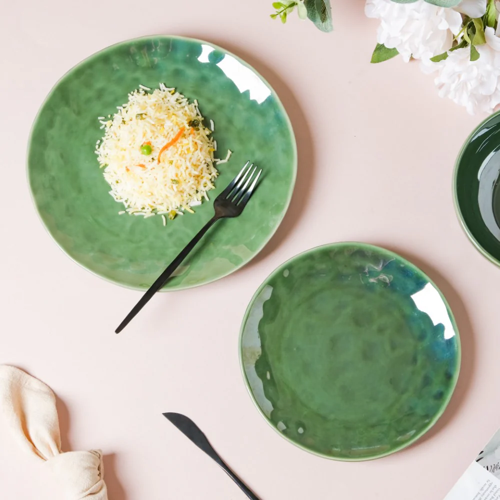 Forest Green Gloss Ceramic Snack Plate 8 Inch - Image 7