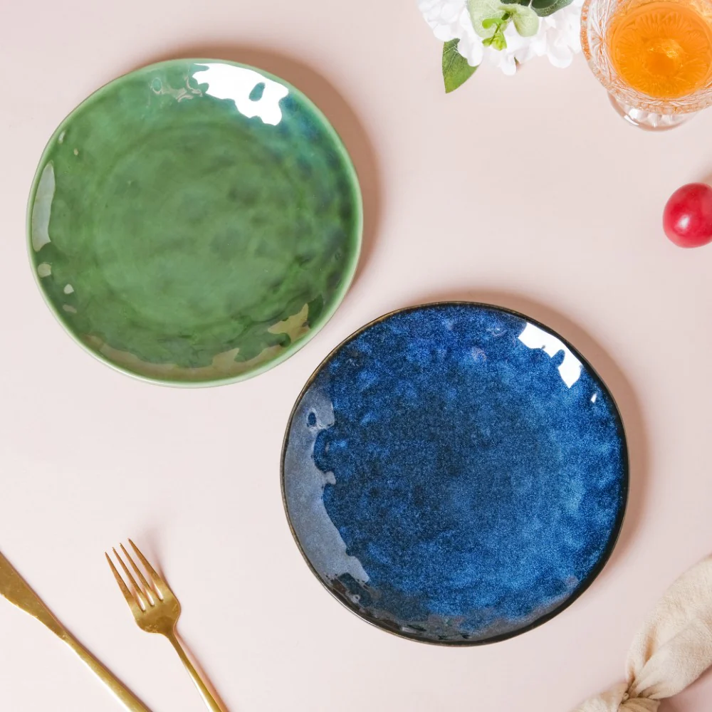 Forest Green Gloss Ceramic Snack Plate 8 Inch - Image 9