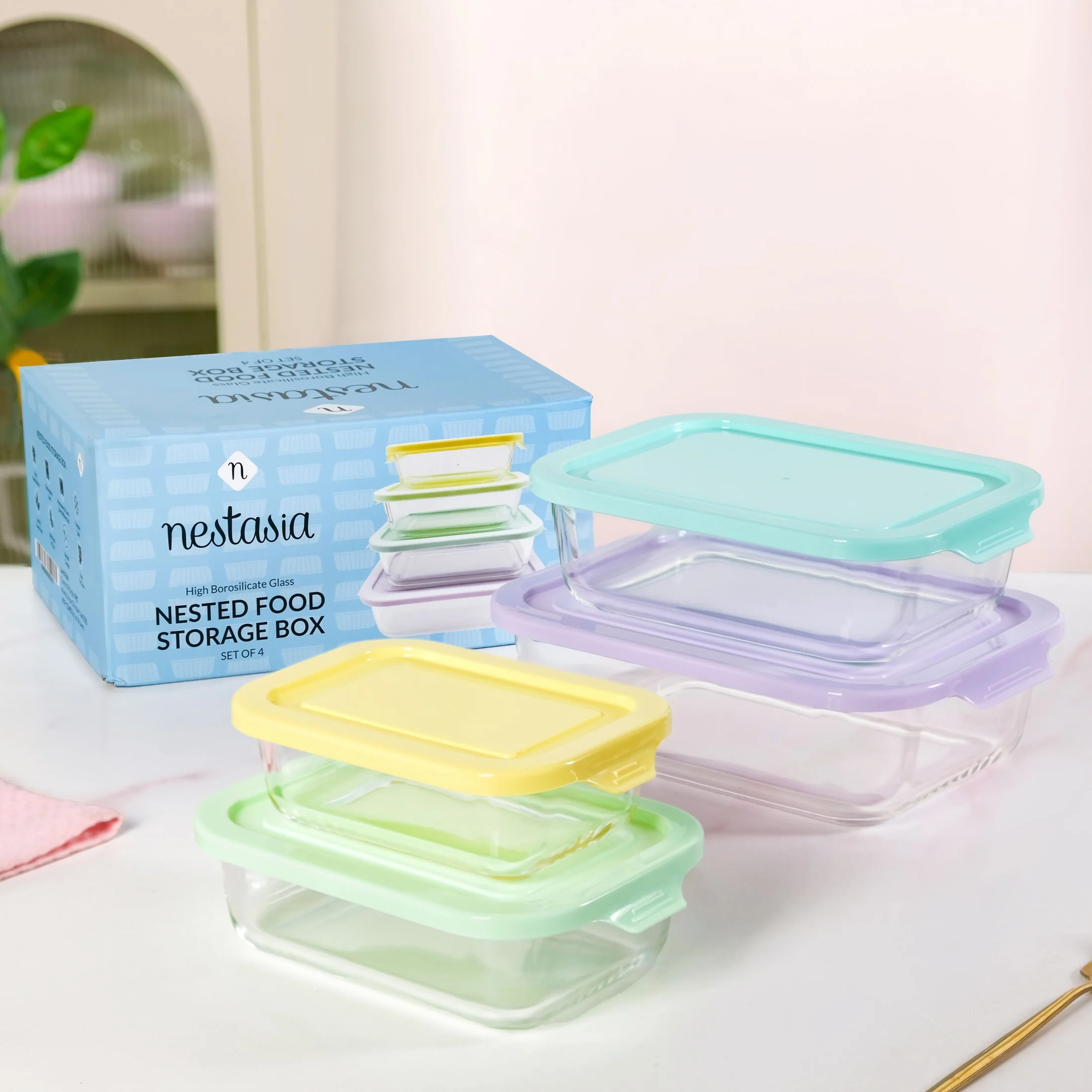 Freshlock Meal Prep Rectangular Storage Box Set Of 4 S 370ml M 600ml L 1000ml XL 1500ml - Image 2