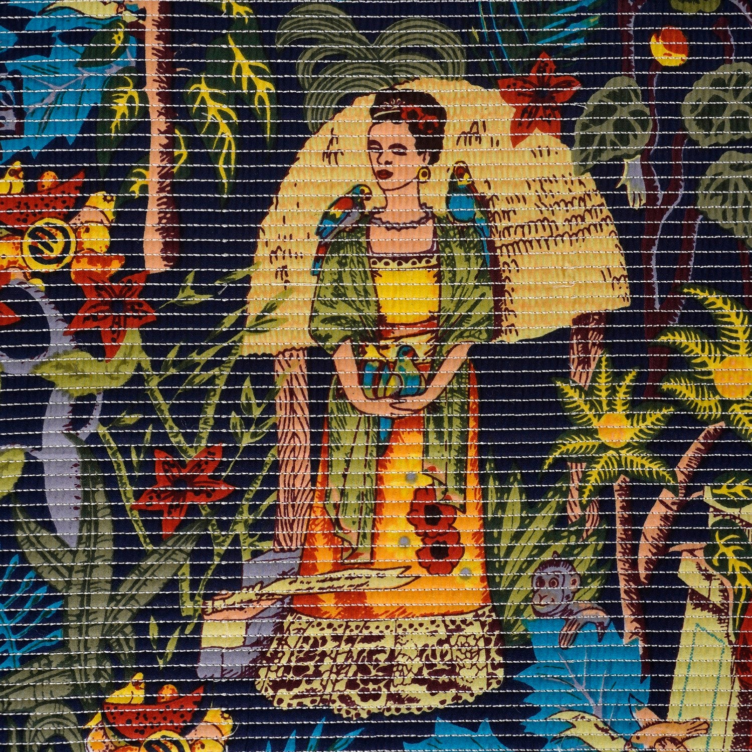 Frida Kahlo Inspired Quilted Cotton Bedcover 250x220cm - Image 3
