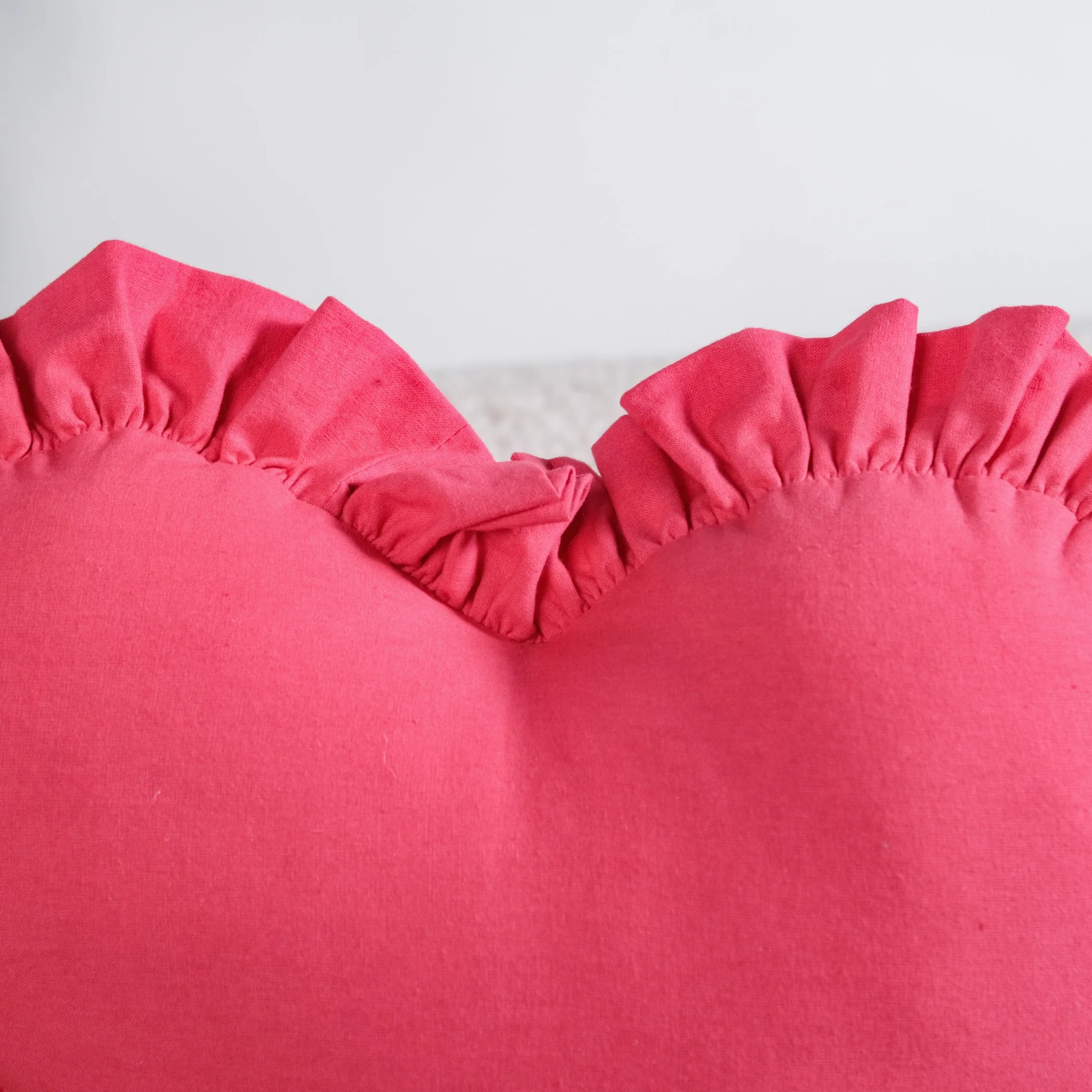 Frilly Heart Cotton Cushion Dark Pink 43x38cm - Image 2