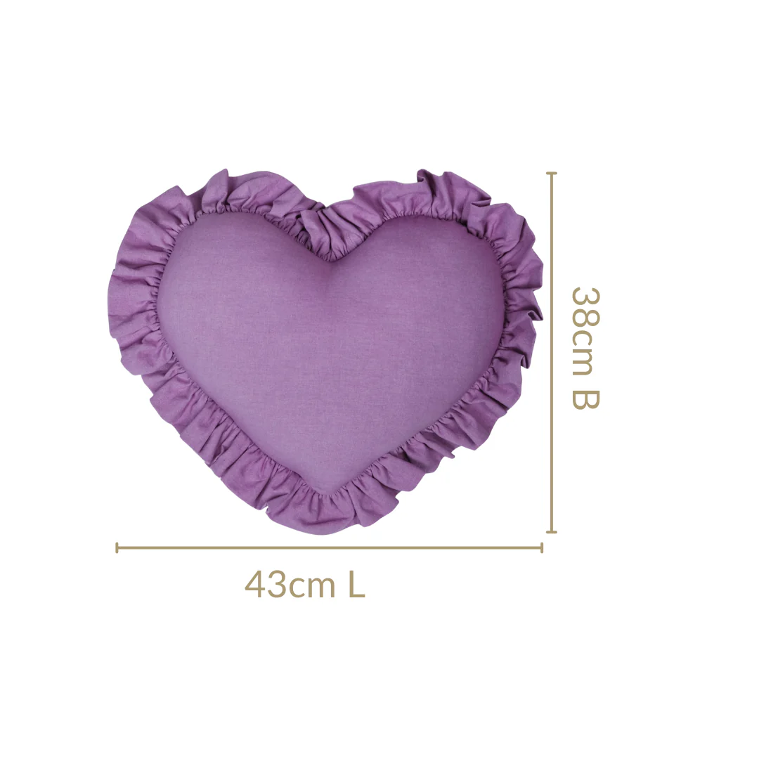 Frilly Heart Cotton Cushion Purple 43x38cm - Image 3