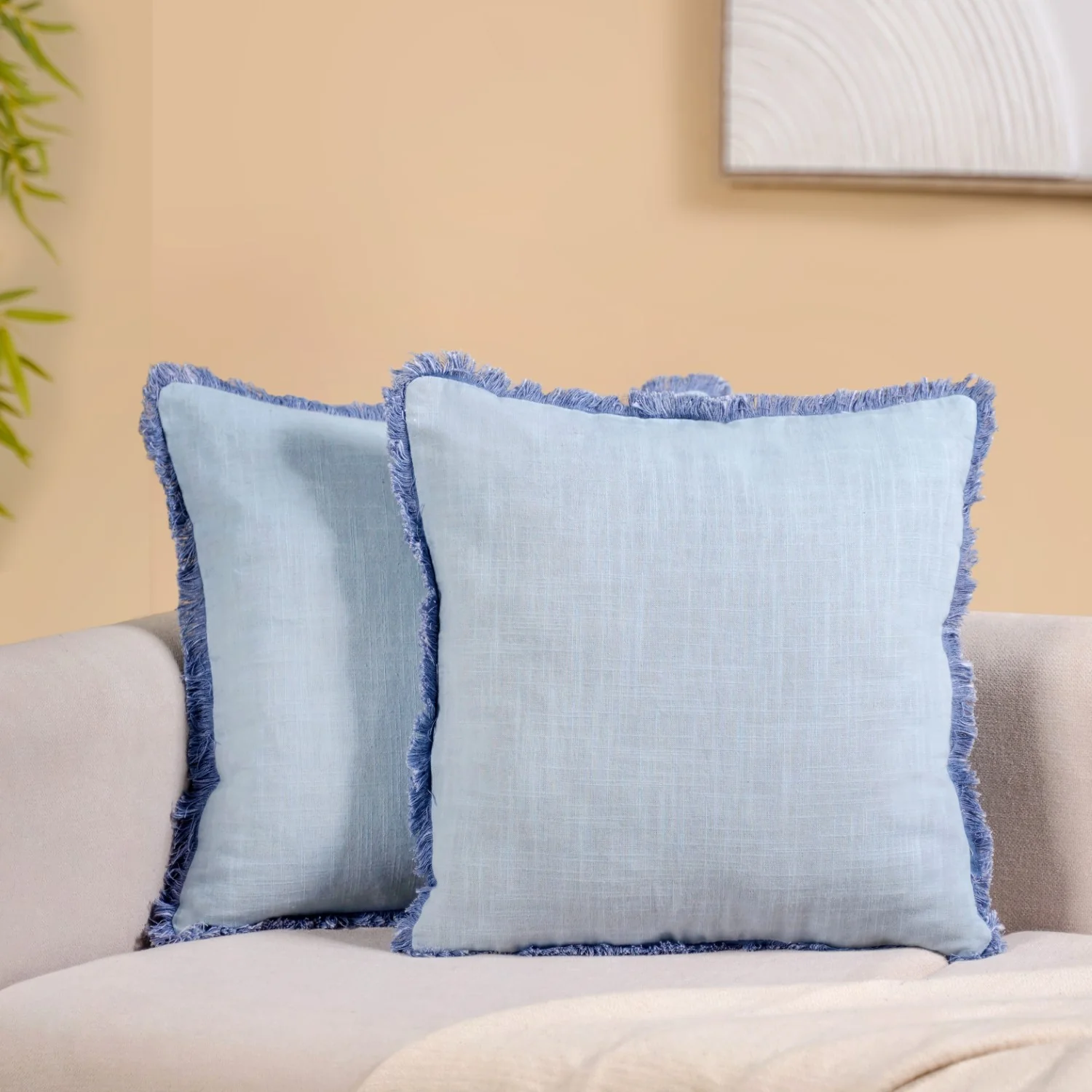 Fringe Cushion Cover Set Of 2 Blue - Image 7