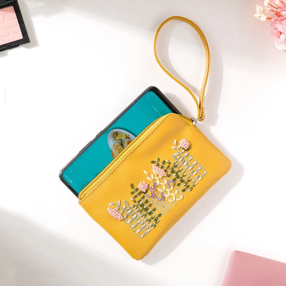 Fronds And Blooms Coin Pouch Yellow - Image 3