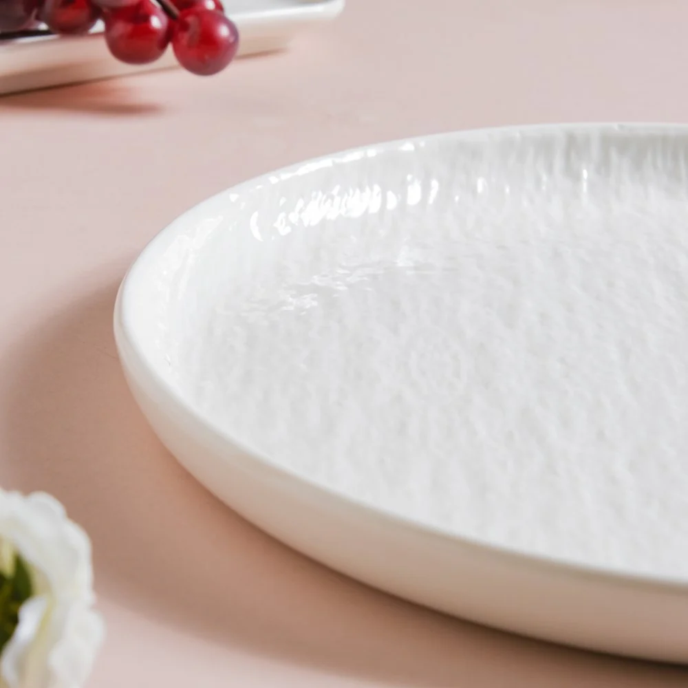 Frore Round Textured Dinner Plate White 9.5 Inch - Image 4