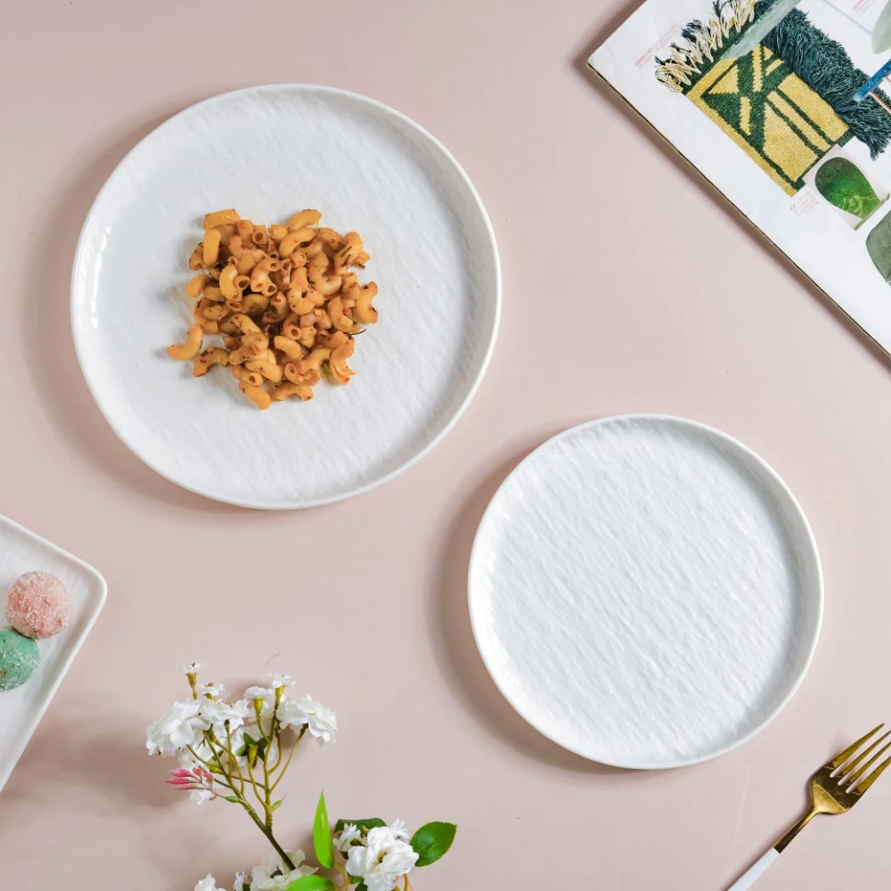 Frore Round Textured Dinner Plate White 9.5 Inch - Image 6