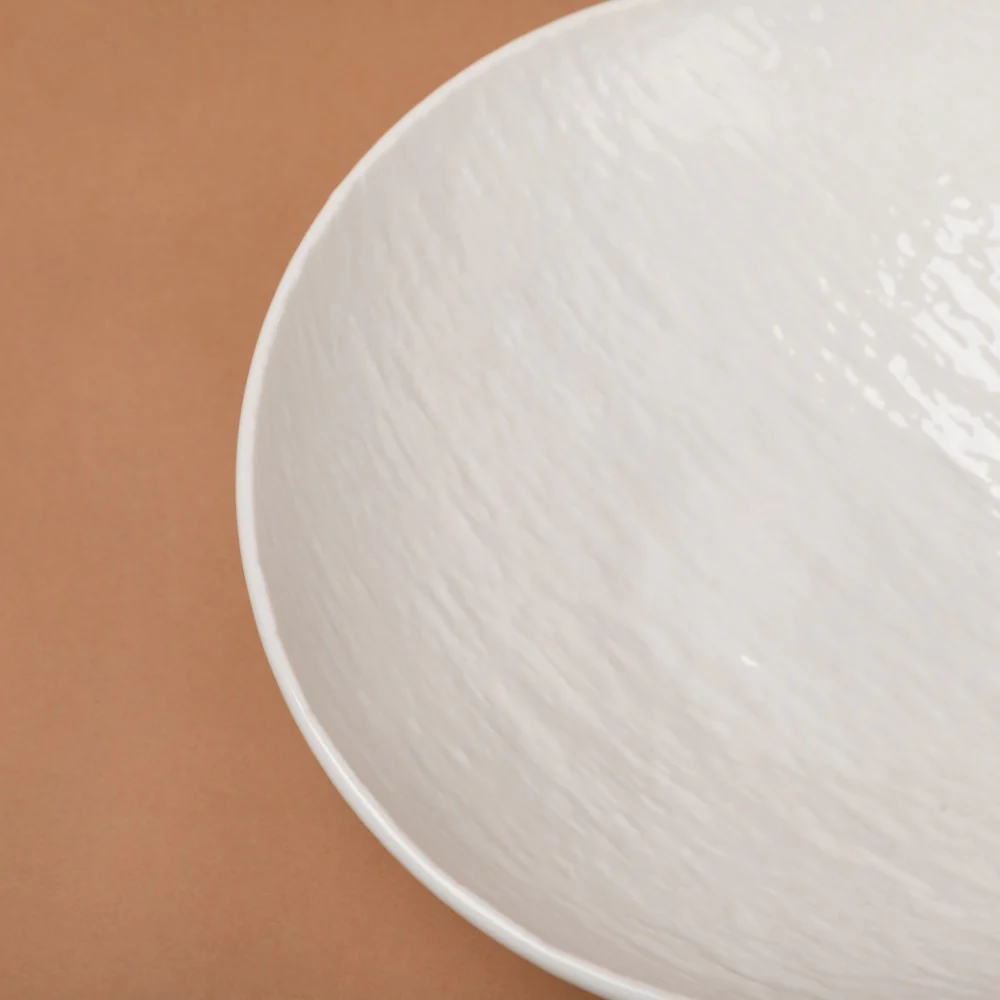 Frore Textured Ceramic Pasta Bowl White 500 ml - Image 6