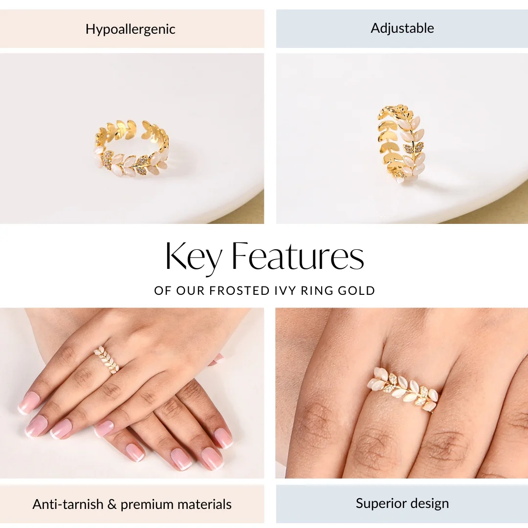 Frosted Ivy Ring Gold - Image 4