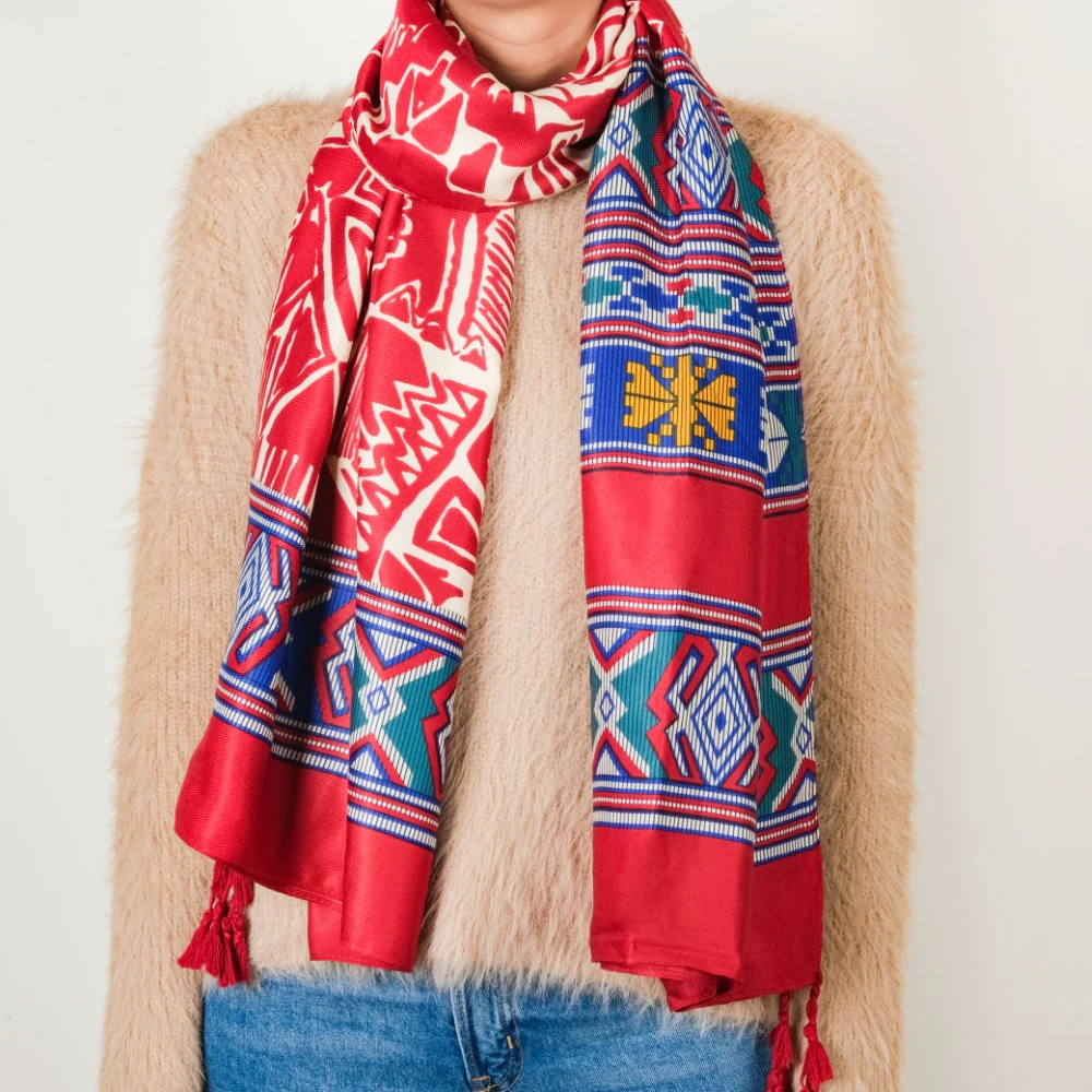 Fuschia Boho Printed Scarf - Image 4
