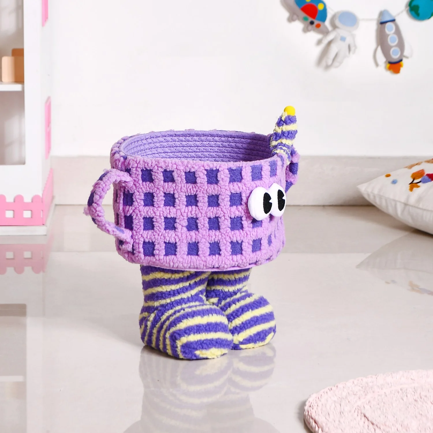 Fuzzy Friend Purple Storage Basket - Image 2