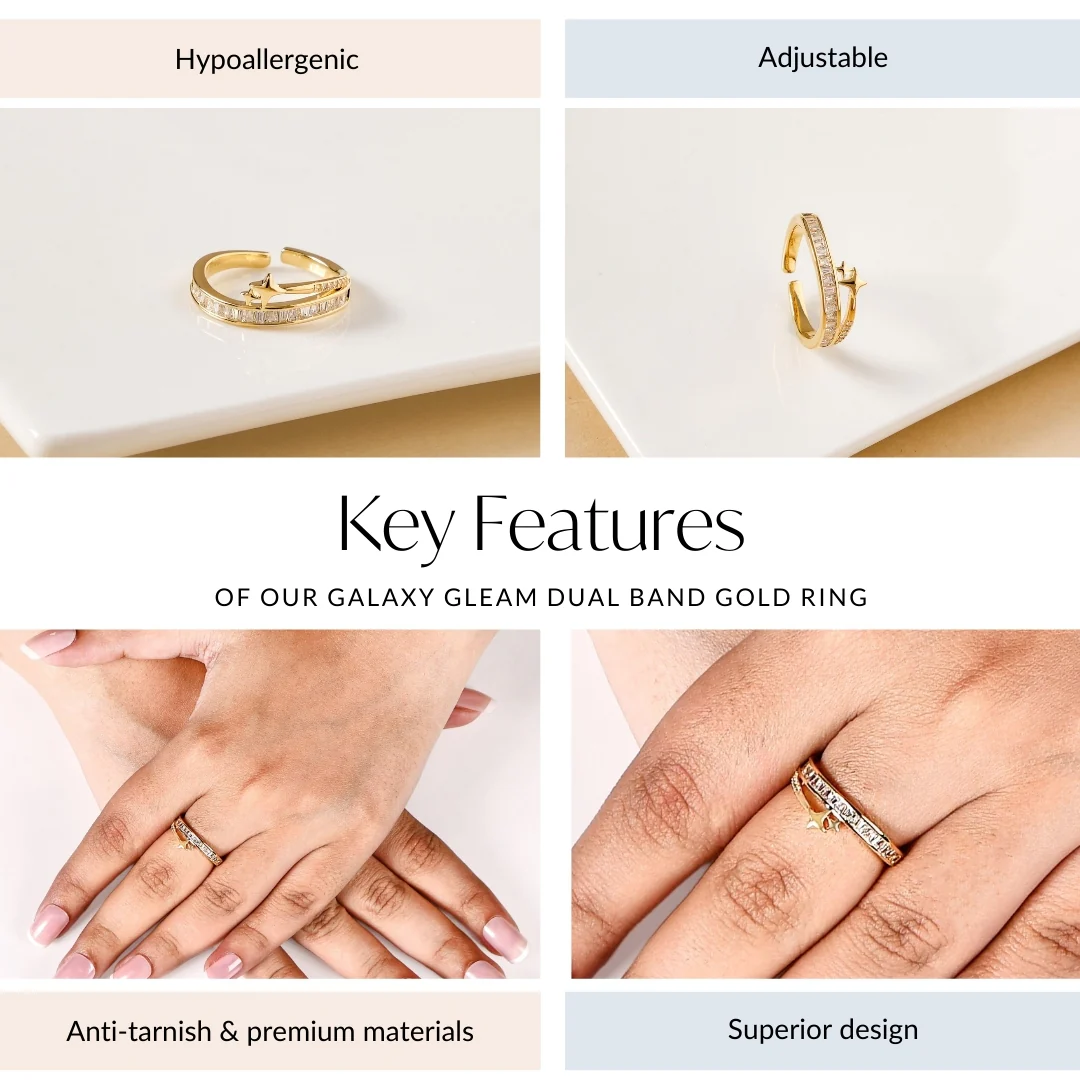 Galaxy Gleam Dual Band Gold Ring - Image 4