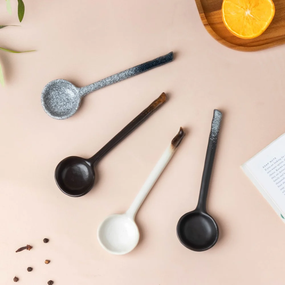 Galaxy Stone Pottery Ceramic Spoon Black - Image 7