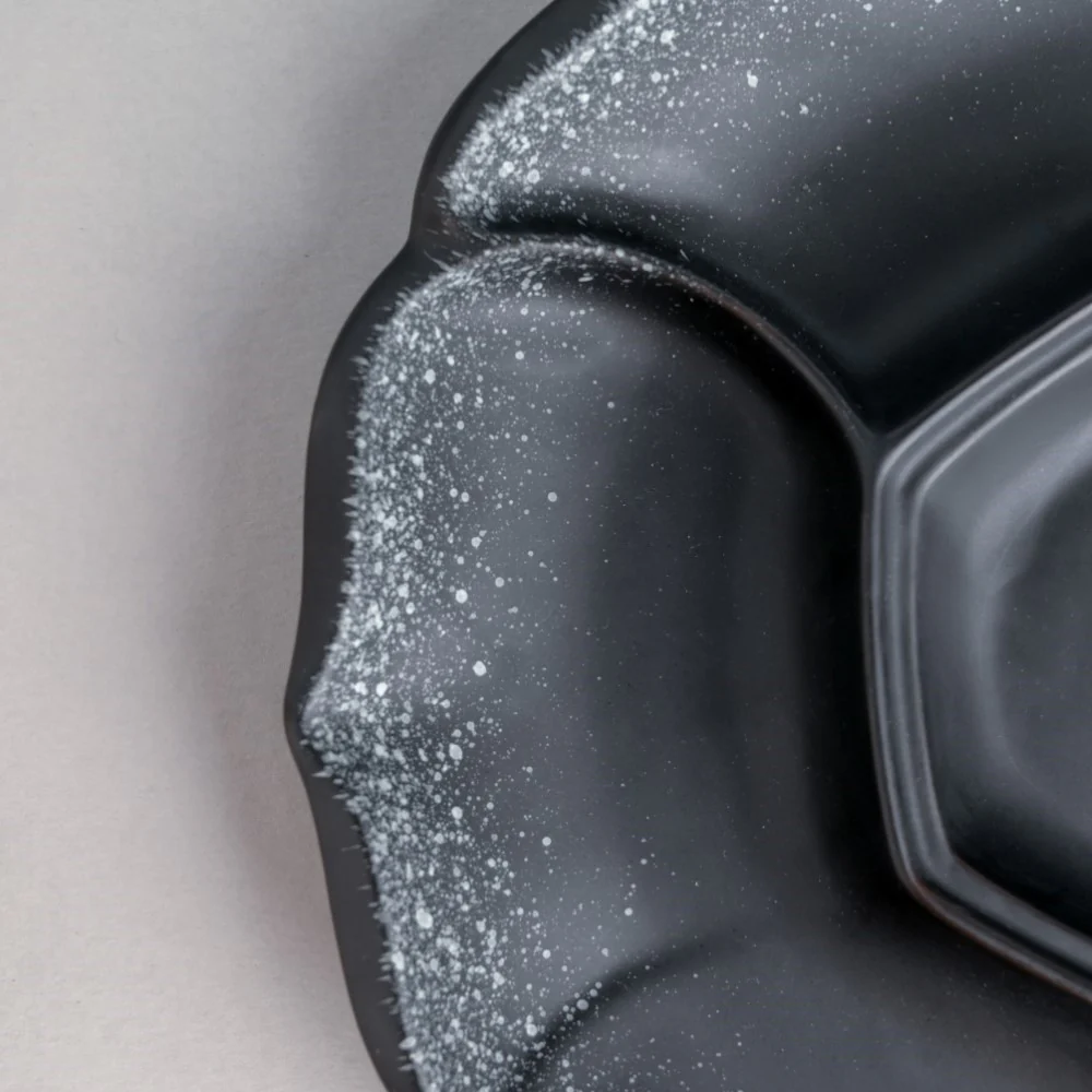Galaxy Stone Pottery Section Party Platter Matte Black - Image 4