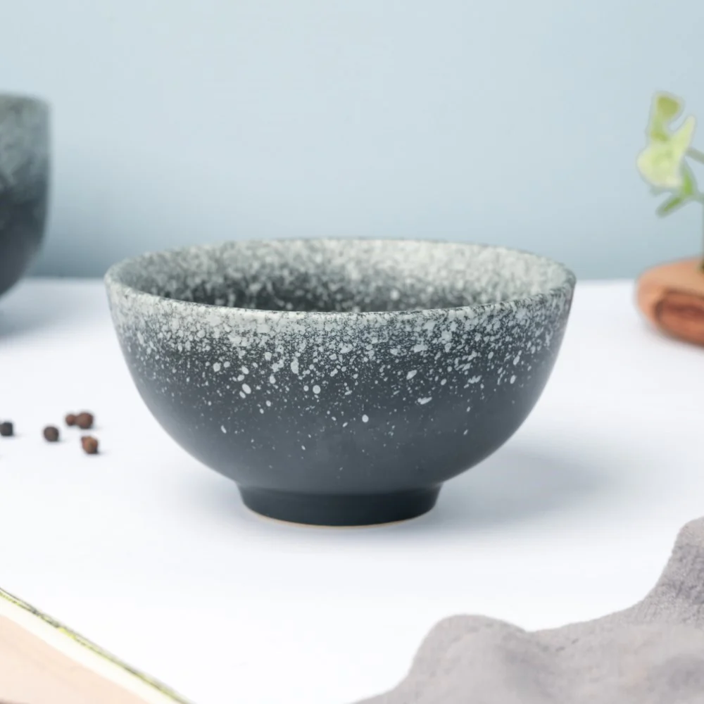 Galaxy Stone Pottery Side Bowl Black 250 ml - Image 4