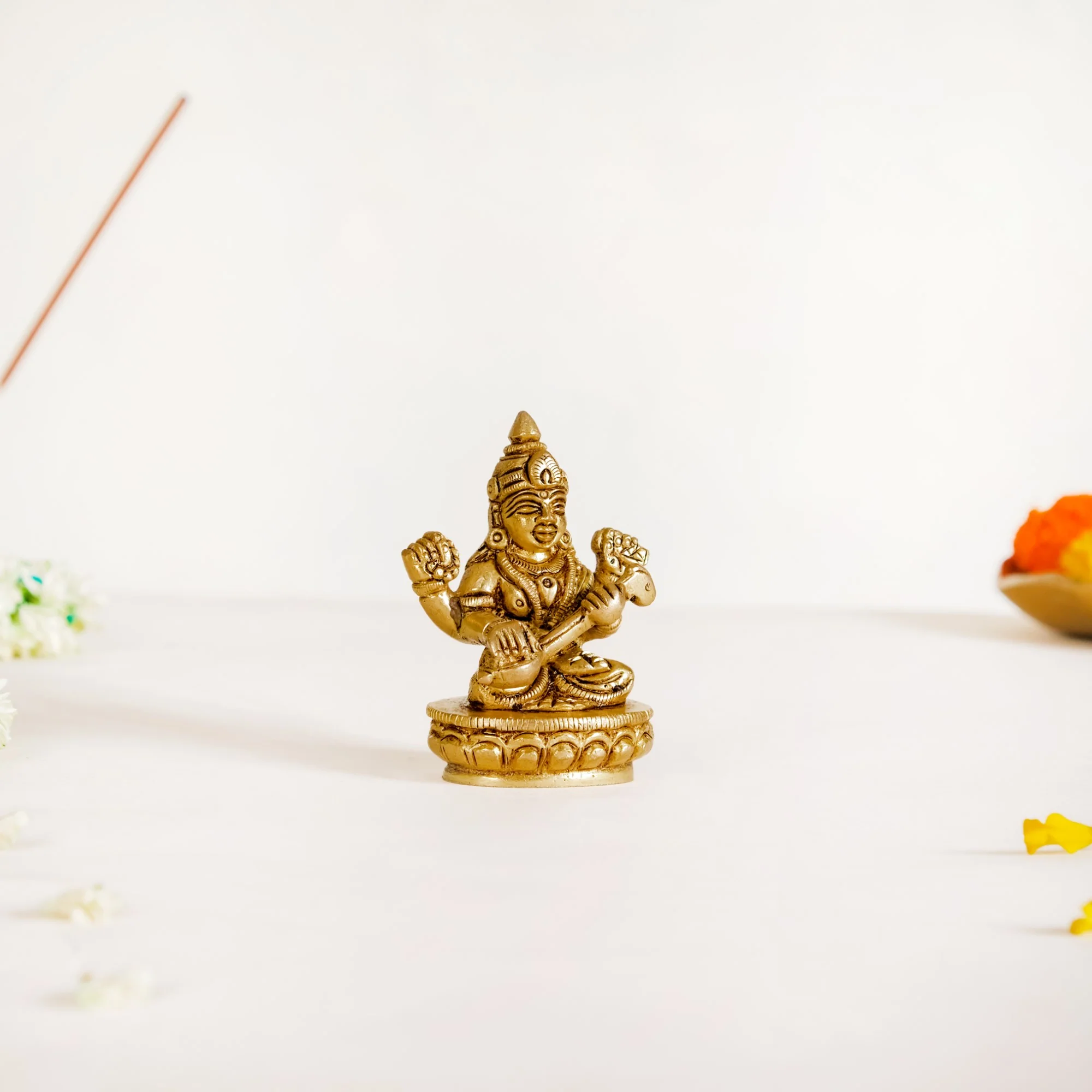 Ganesh Laxmi Saraswati Brass Puja Idol Set Of 3 7cm - Image 7