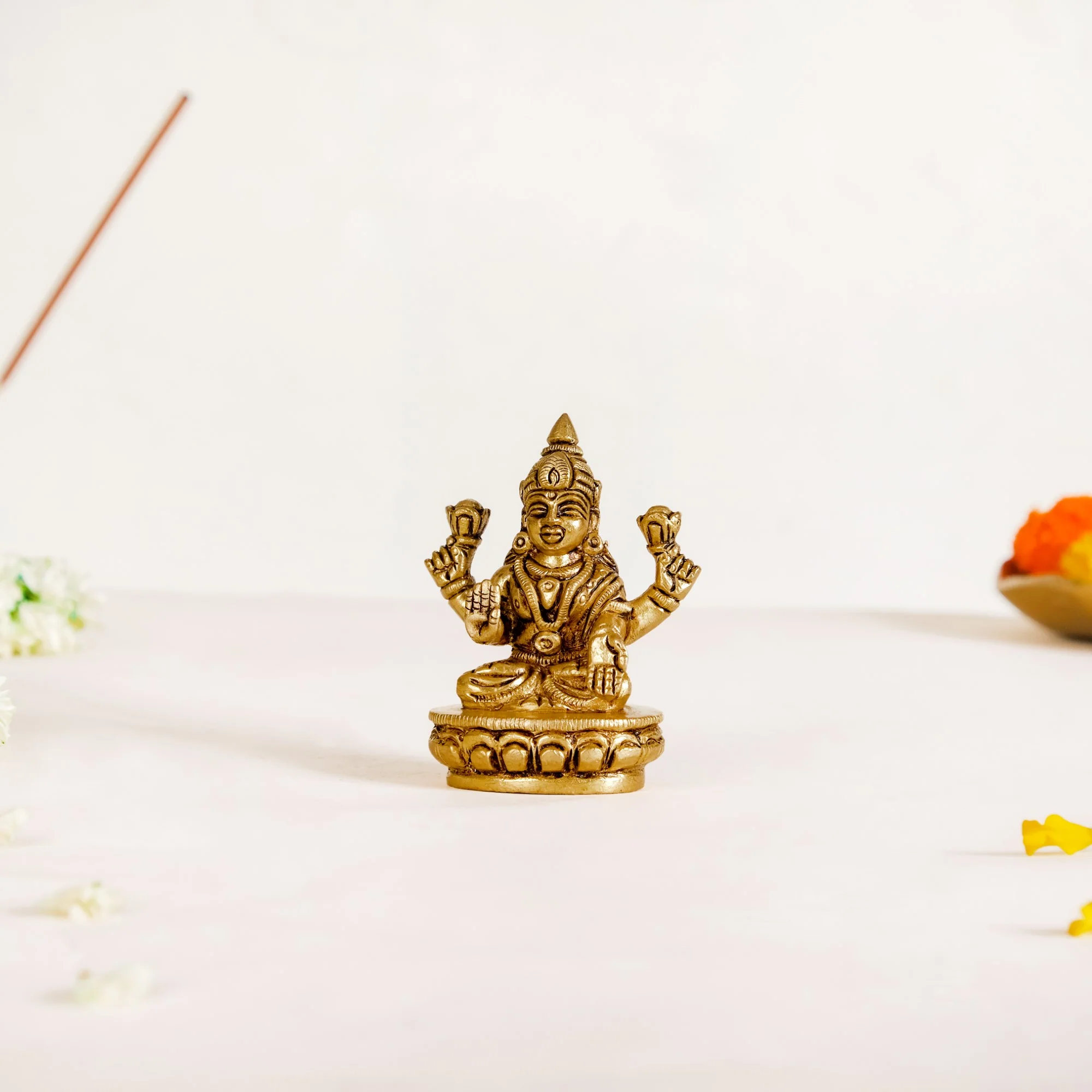 Ganesh Laxmi Saraswati Brass Puja Idol Set Of 3 7cm - Image 8