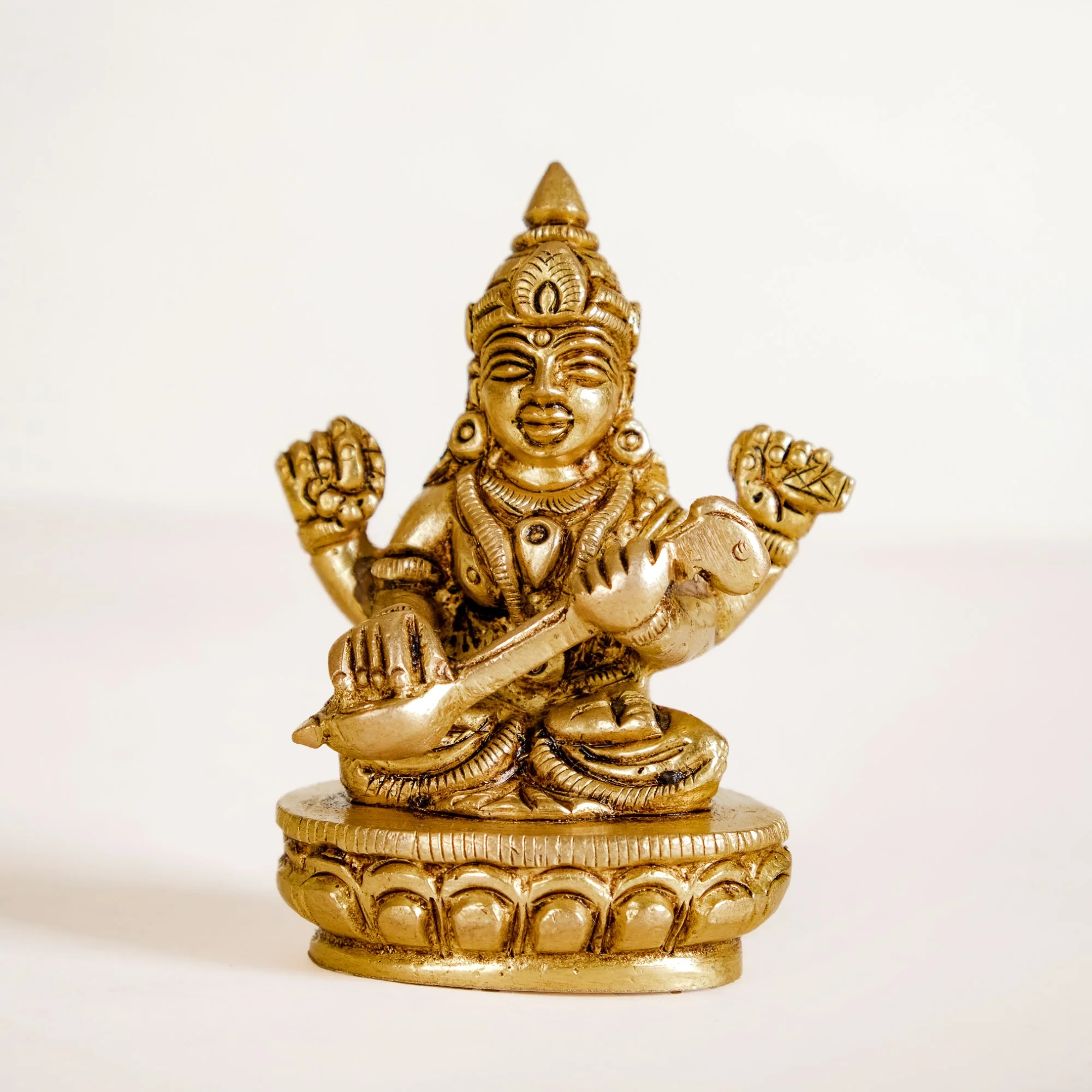 Ganesh Laxmi Saraswati Brass Puja Idol Set Of 3 7cm - Image 9